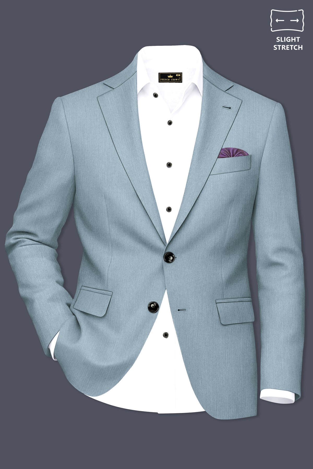 Sterling-Cadet Gray Diamond Textured Wool Rich Slight Stretch Single Breasted Suit