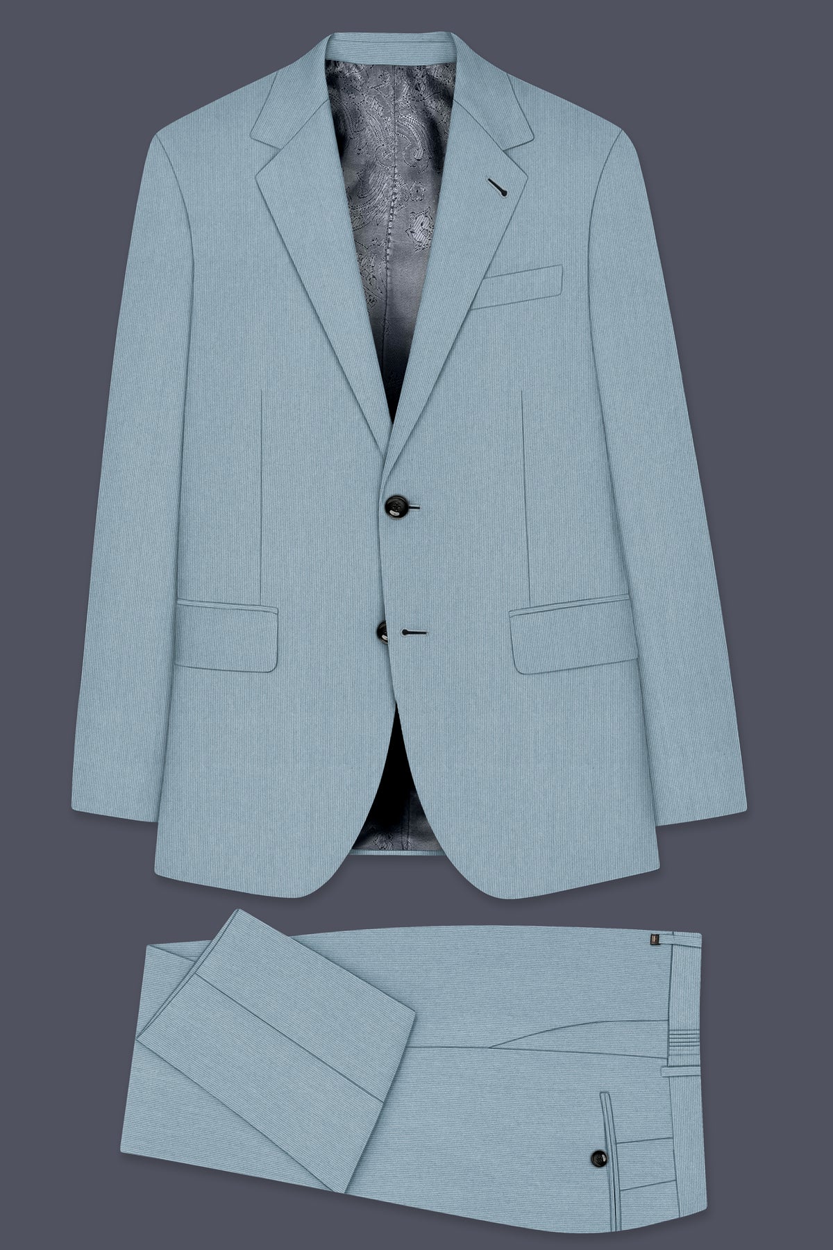 Sterling-Cadet Gray Diamond Textured Wool Rich Slight Stretch Single Breasted Suit