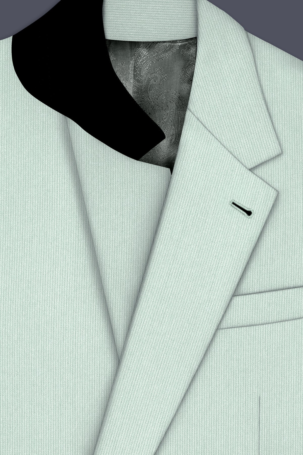 Viridis-Pumice Green Diamond Textured Wool Rich Slight Stretch Single Breasted Suit