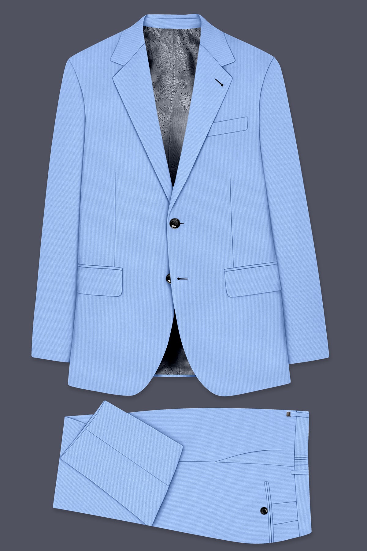 Cobalt-Jordy Blue Diamond Textured Wool Rich Slight Stretch Single Breasted Suit