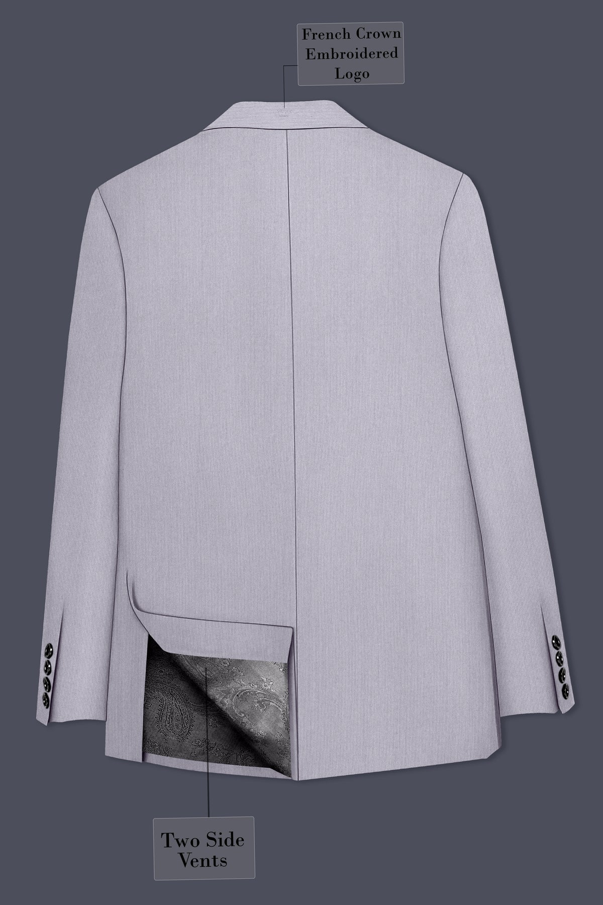 Virelli-Suva Gray Diamond Textured Wool Rich Slight Stretch Single Breasted Suit
