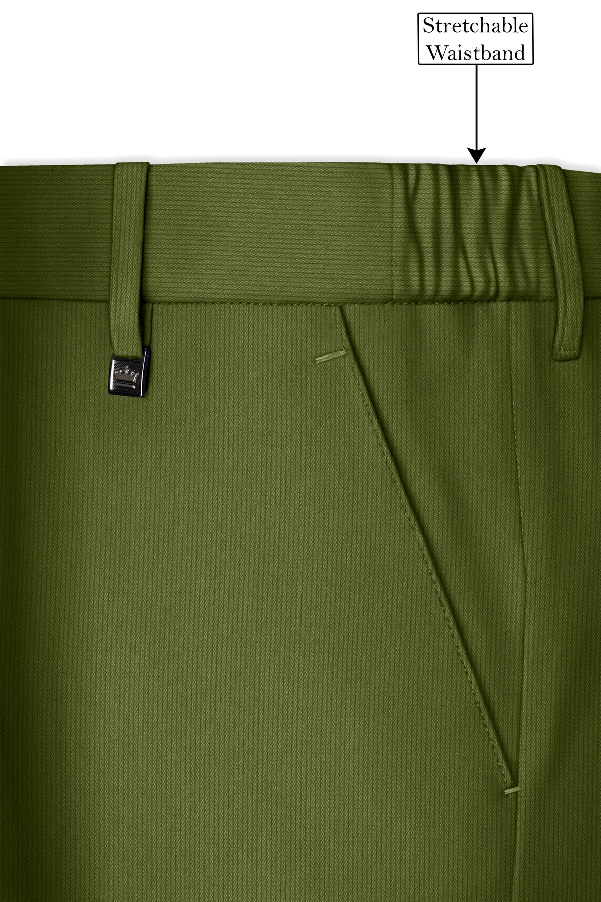 Hunter-Muddy Green Diamond Textured Wool Rich Slight Stretch Double Breasted Suit