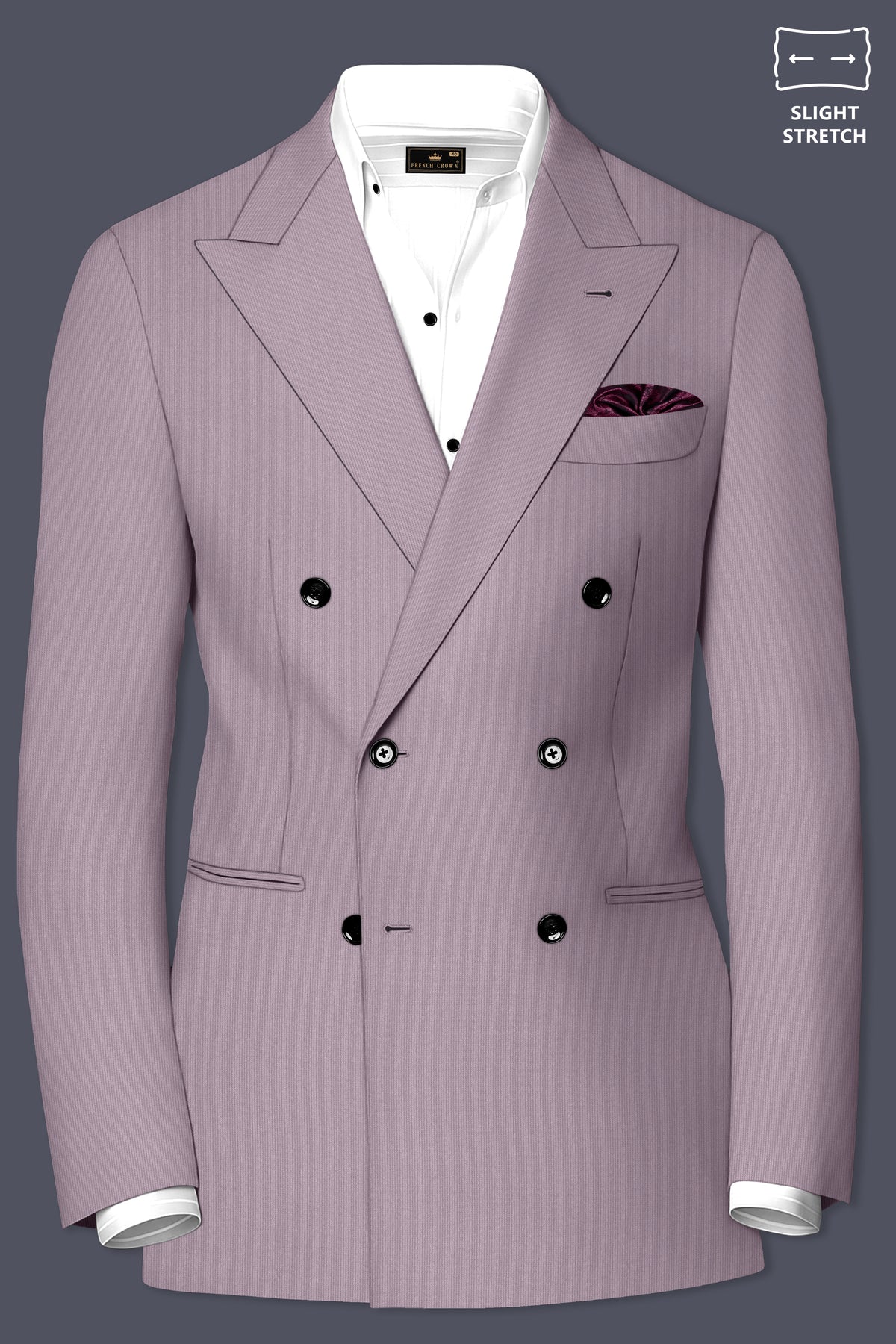 Celeste-Martini Pink Diamond Textured Wool Rich Slight Stretch Double Breasted Suit