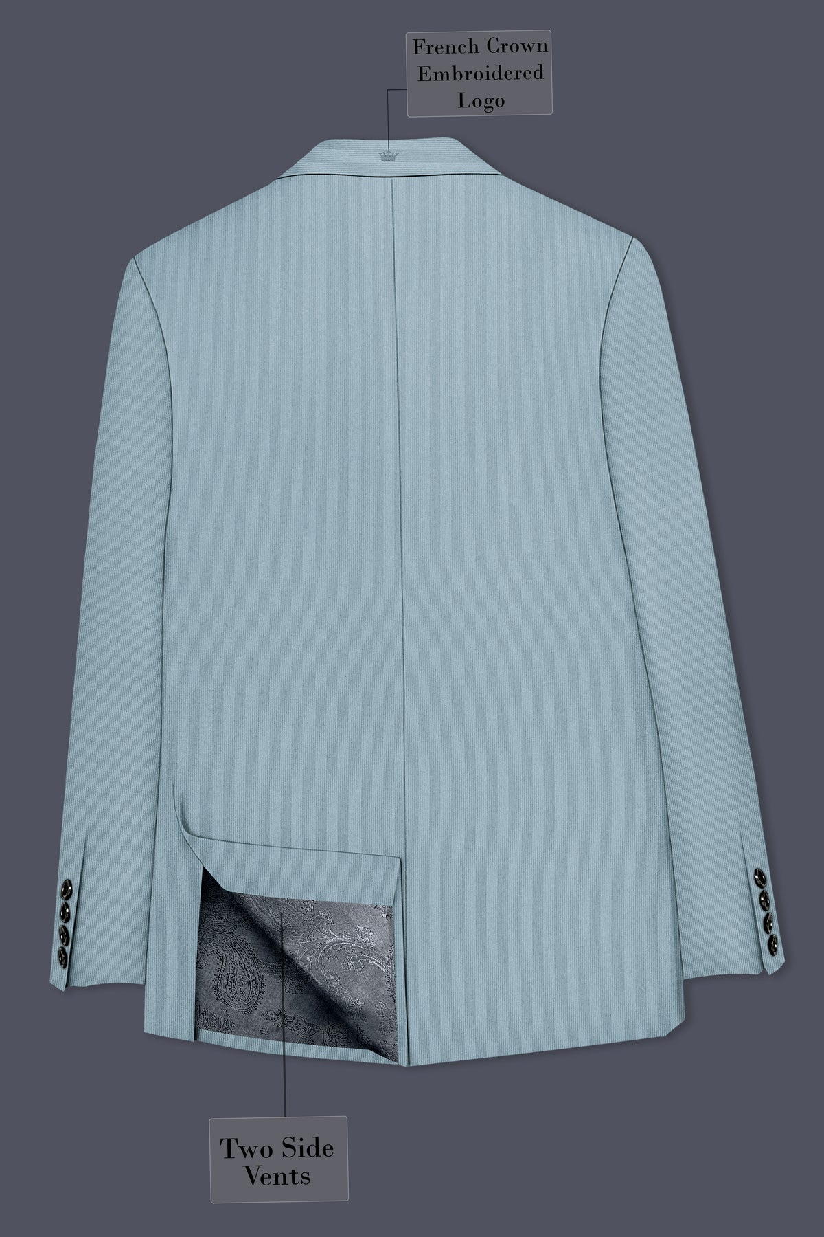 Sterling-Cadet Gray Diamond Textured Wool Rich Slight Stretch Double Breasted Suit