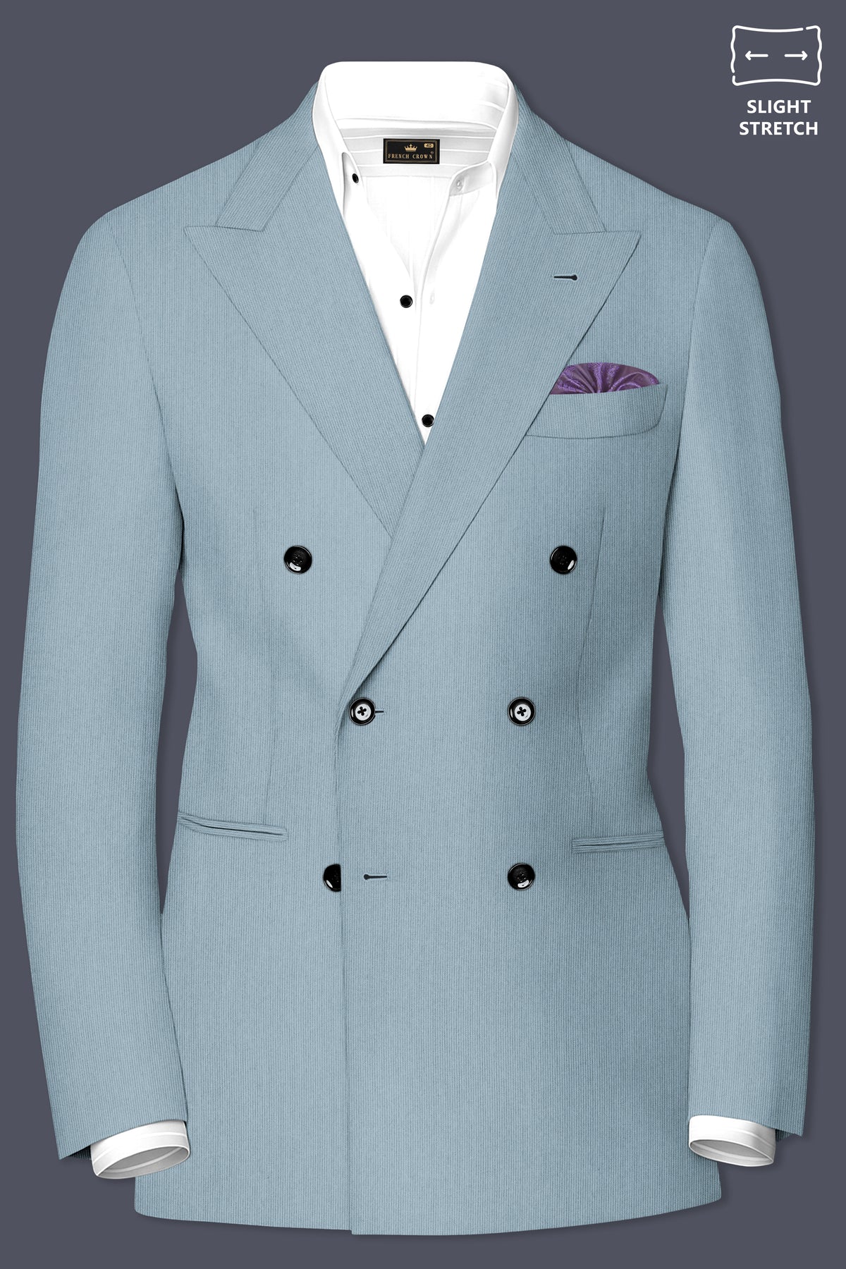 Sterling-Cadet Gray Diamond Textured Wool Rich Slight Stretch Double Breasted Suit