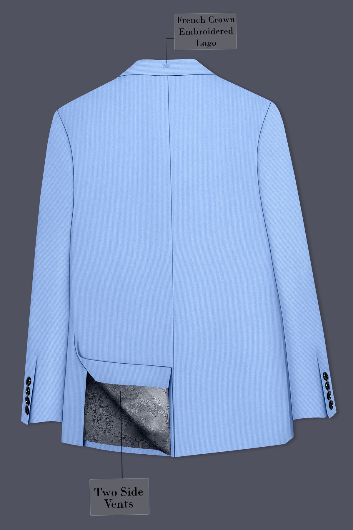 Cobalt-Jordy Blue Diamond Textured Wool Rich Slight Stretch Double Breasted Suit