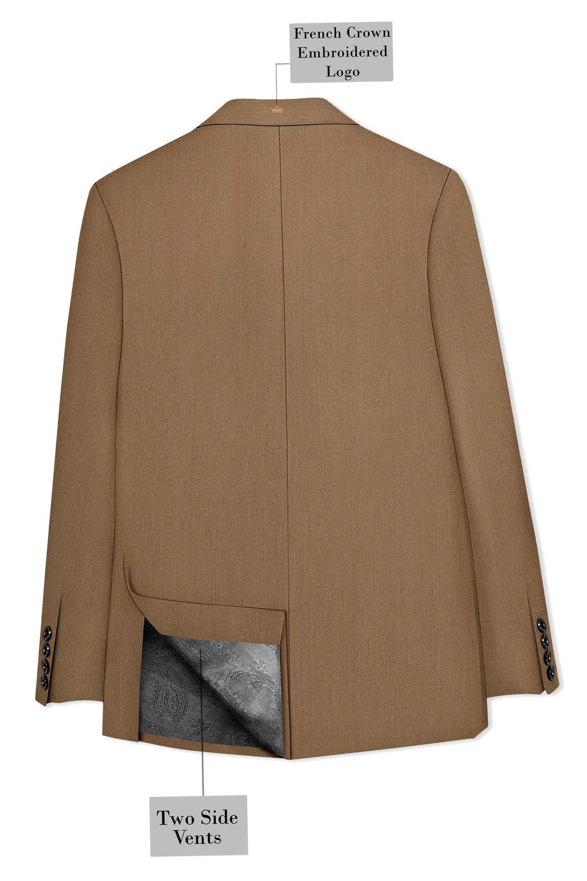 Weston-Millbrook Brown Diamond Textured Wool Rich Slight Stretch Double Breasted Suit