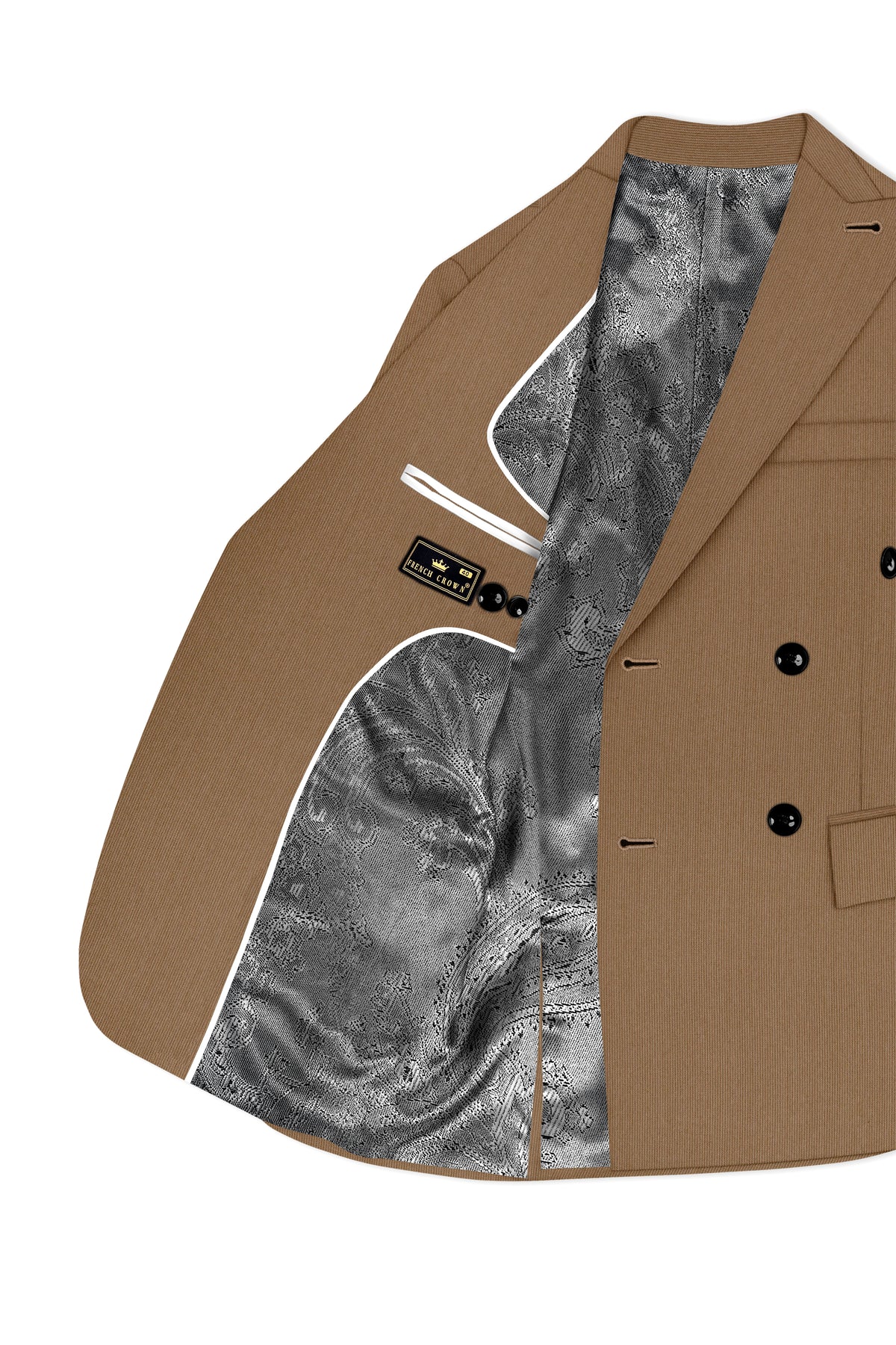Weston-Millbrook Brown Diamond Textured Wool Rich Slight Stretch Double Breasted Suit