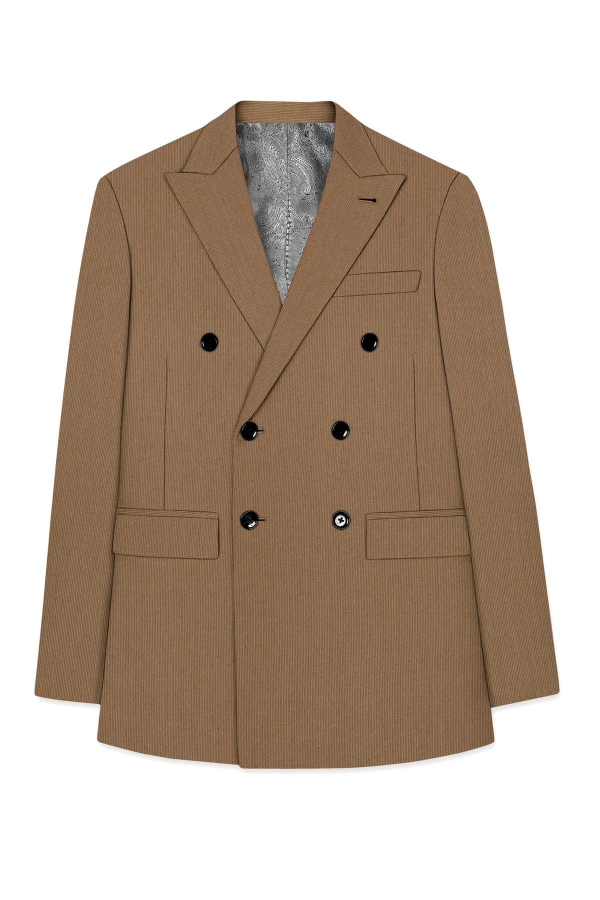 Weston-Millbrook Brown Diamond Textured Wool Rich Slight Stretch Double Breasted Suit
