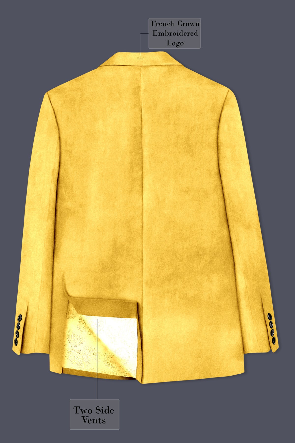Lustre-Tulip Yellow Velvet Peak Lapel Tuxedo Suit