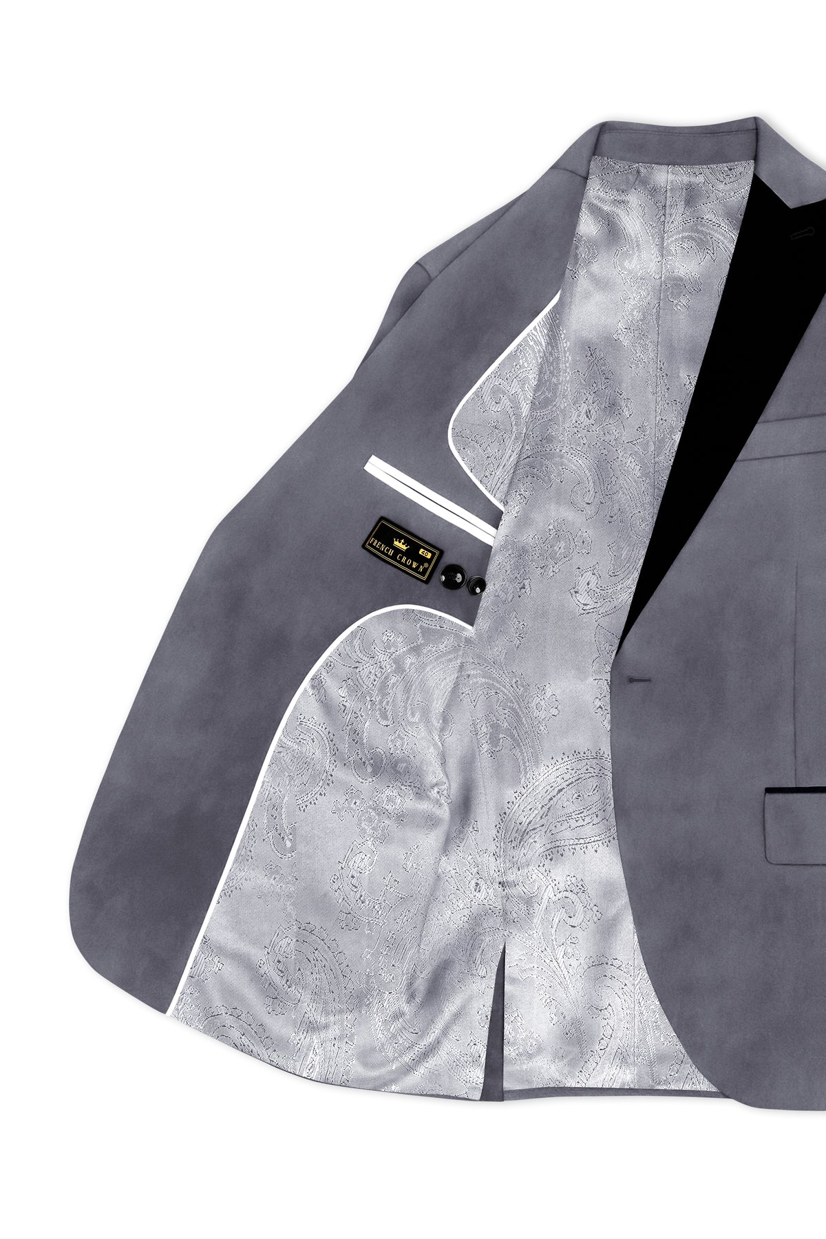 Velluto-Tuna Gray Velvet Peak Lapel Tuxedo Suit
