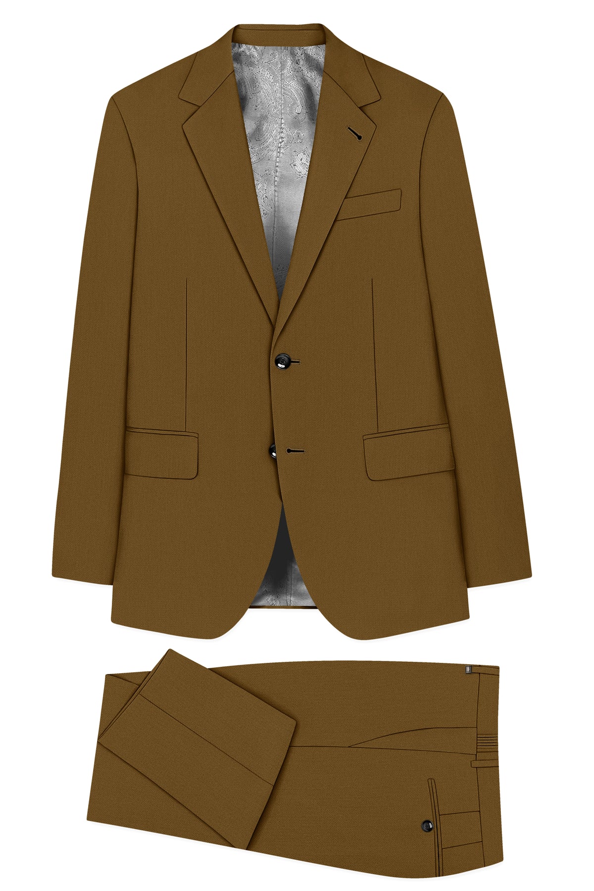 Sartoro-Otter Brown Diamond Textured Wool Rich Slight Stretch Single Breasted Suit