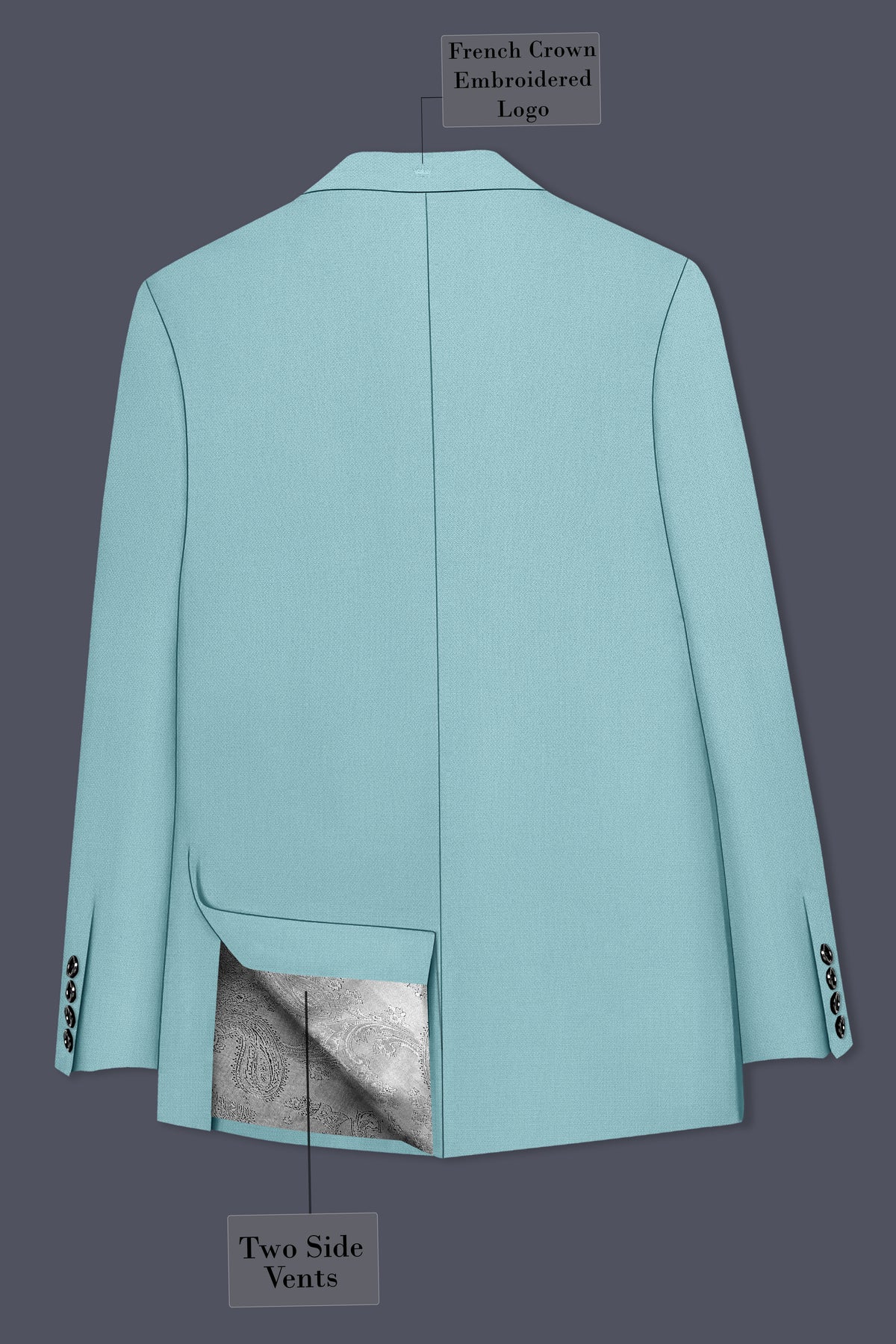 Eclipse-Hosta Blue Diamond Textured Wool Rich Slight Stretch Single Breasted Suit