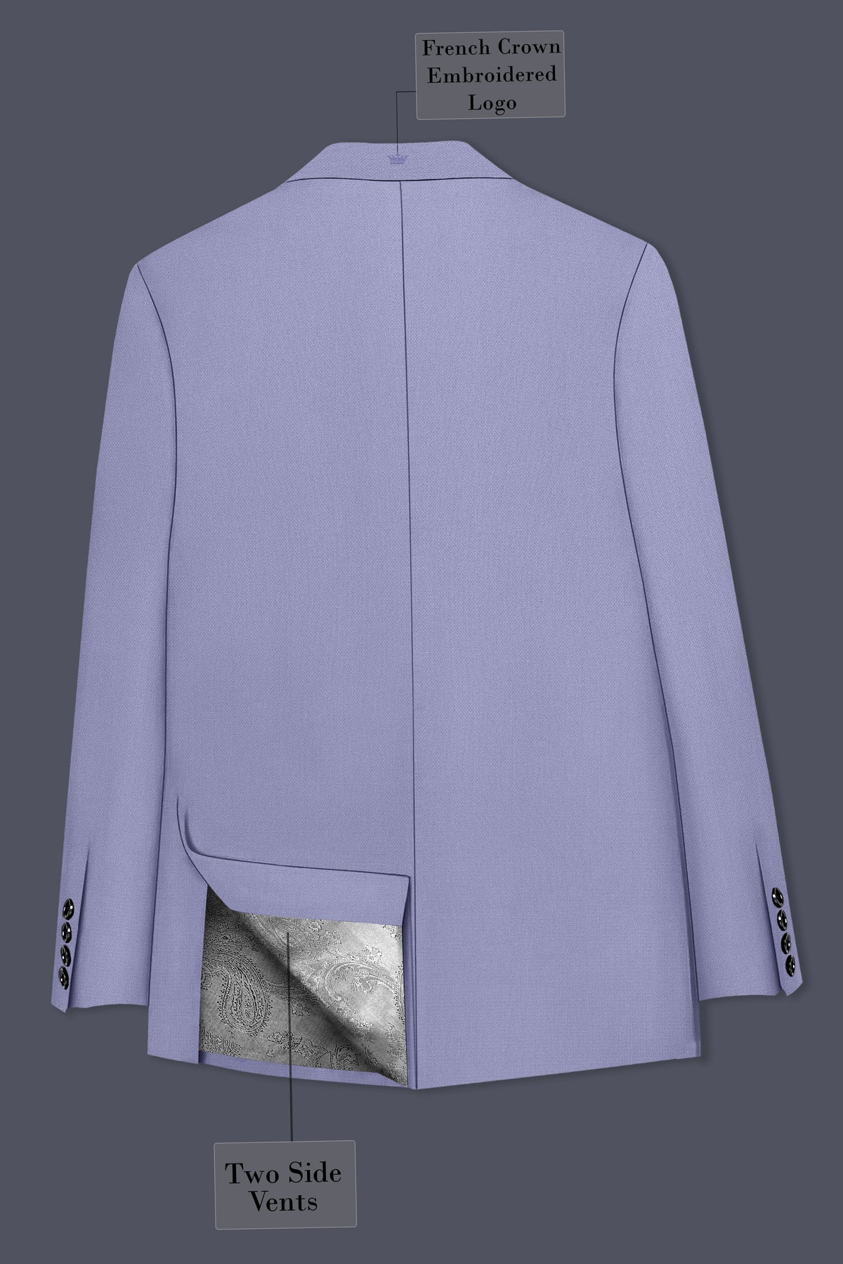Royale-Chatelle Purple Diamond Textured Wool Rich Slight Stretch Single Breasted Suit