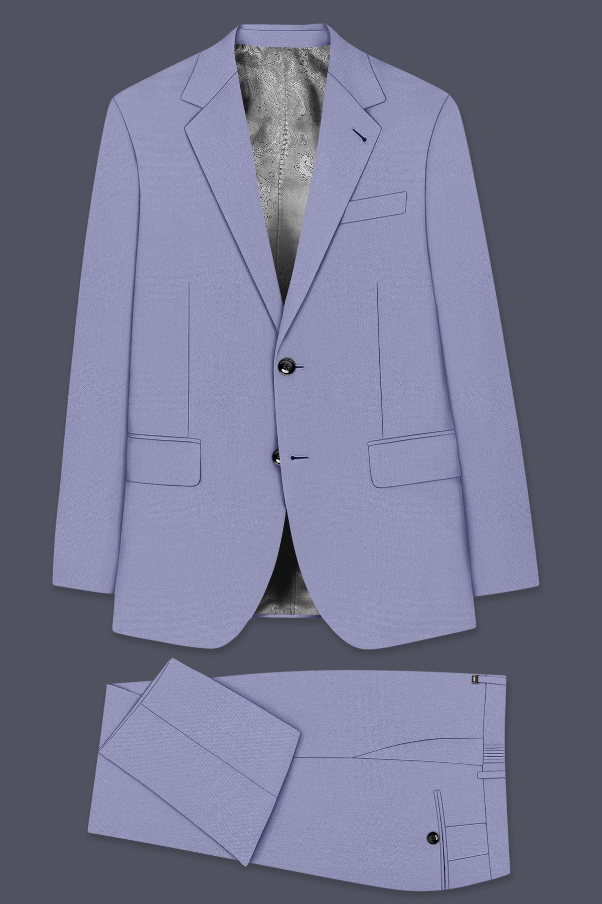 Royale-Chatelle Purple Diamond Textured Wool Rich Slight Stretch Single Breasted Suit