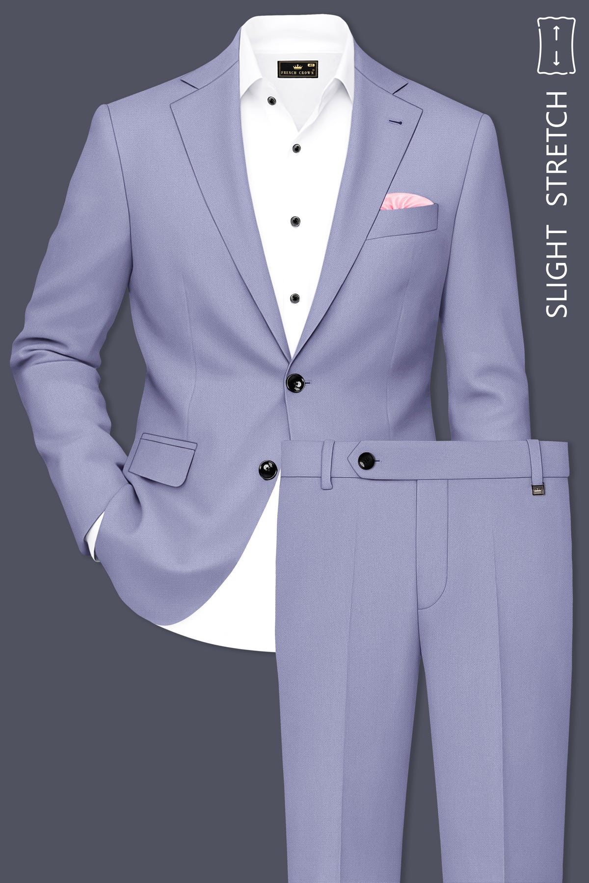 Royale-Chatelle Purple Diamond Textured Wool Rich Slight Stretch Single Breasted Suit