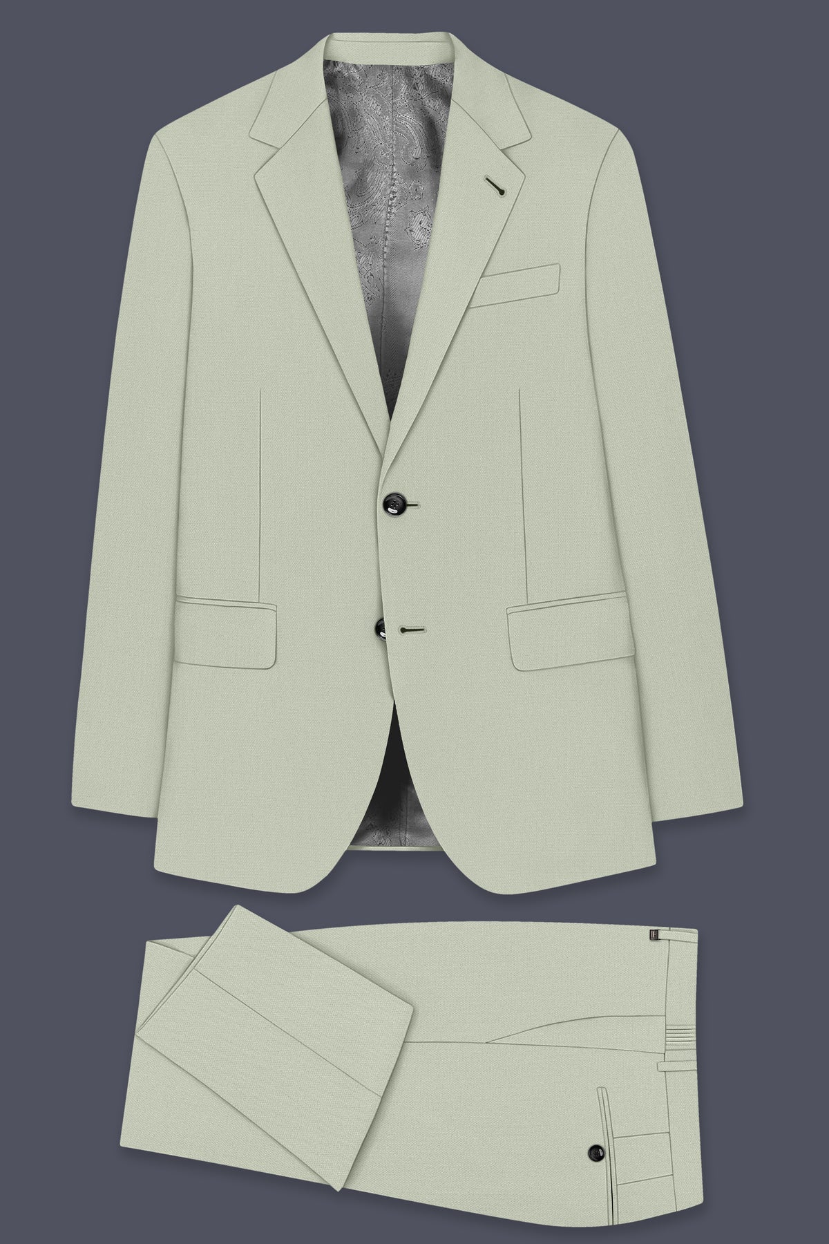 Olivier-Pixie Green Diamond Textured Wool Rich Slight Stretch Single Breasted Suit