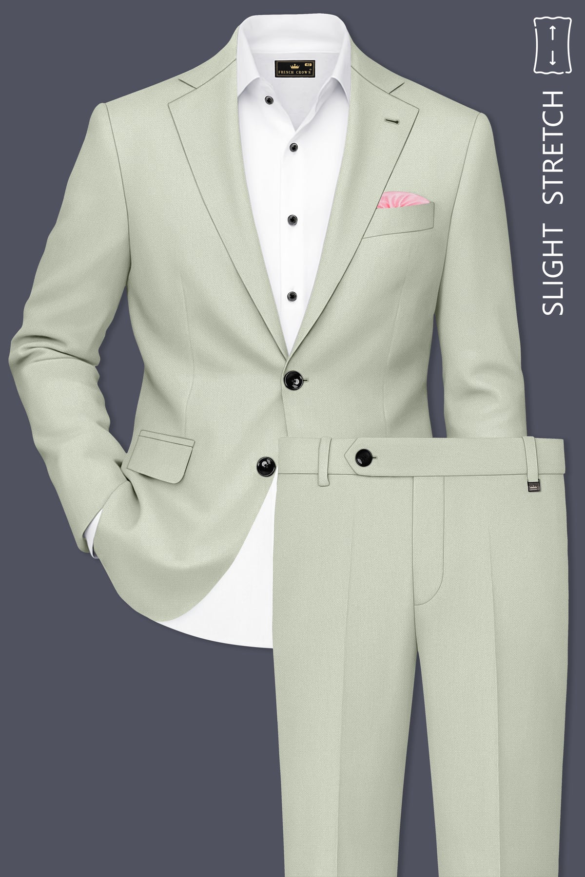 Olivier-Pixie Green Diamond Textured Wool Rich Slight Stretch Single Breasted Suit