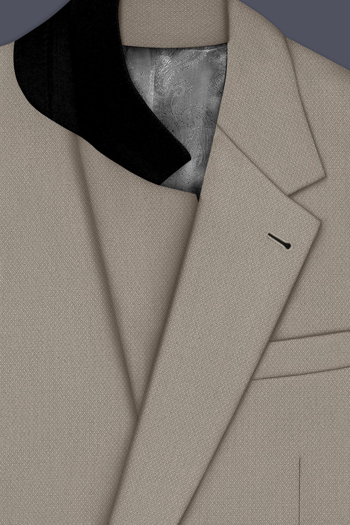 Mavren-Taupe Brown Diamond Textured Wool Rich Slight Stretch Single Breasted Suit