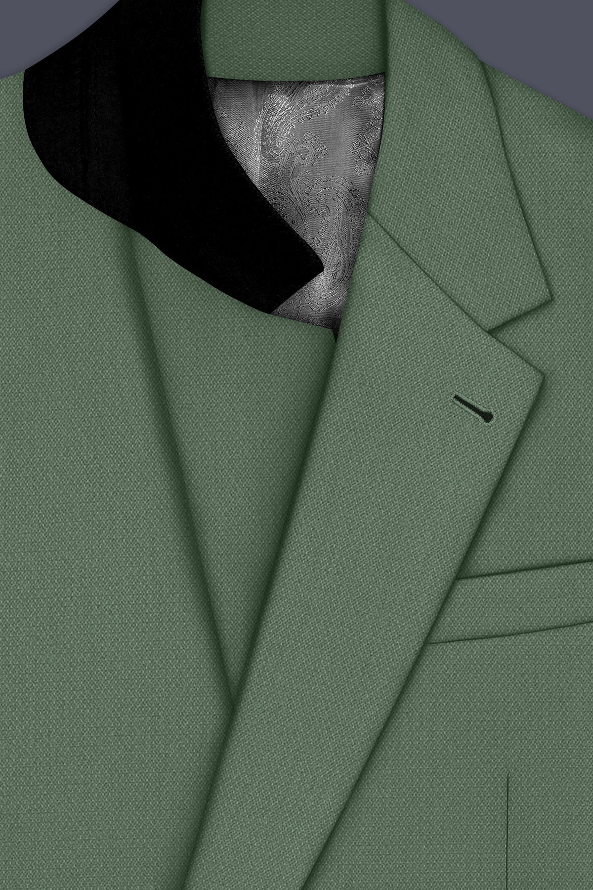 Avon-Glade Green Diamond Textured Wool Rich Slight Stretch Single Breasted Suit