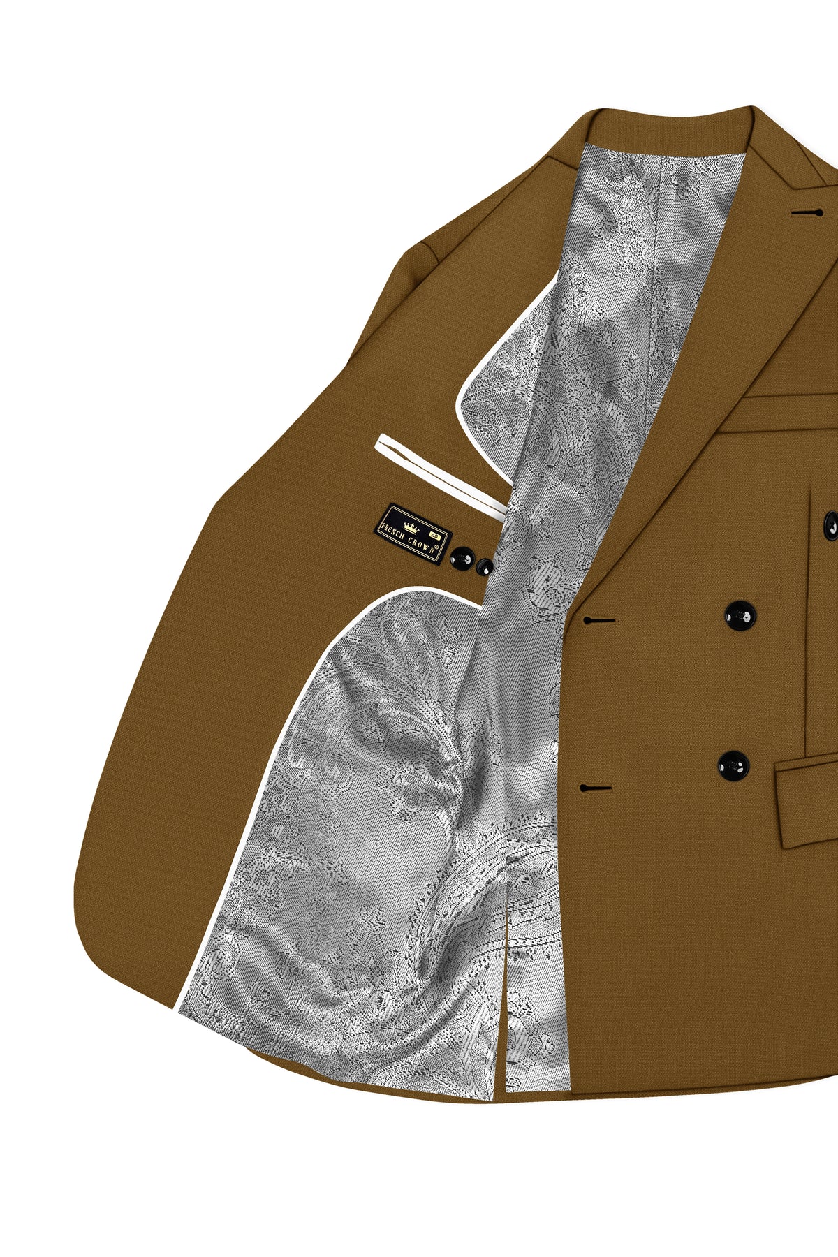 Sartoro-Otter Brown Diamond Textured Wool Rich Slight Stretch Double Breasted Suit