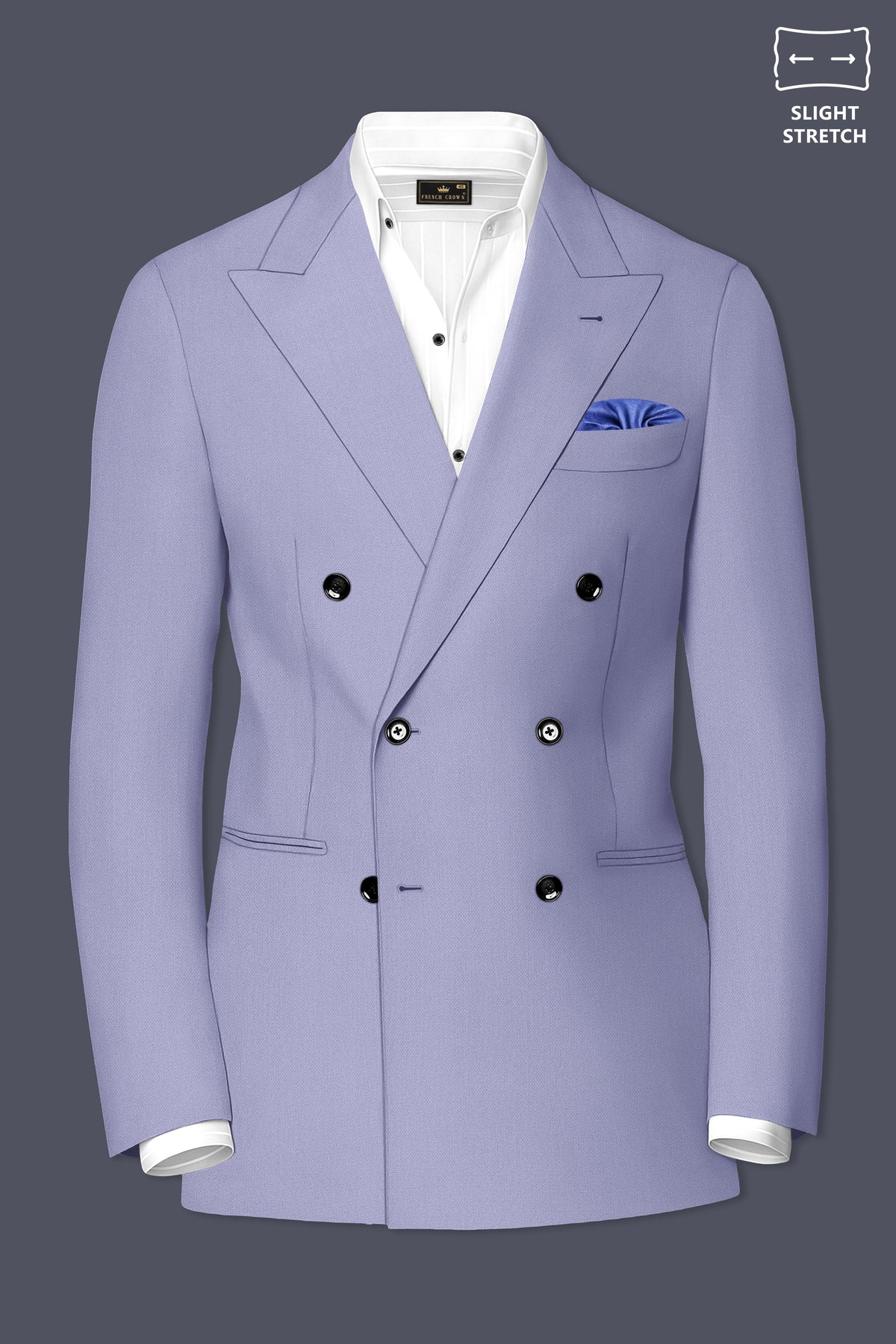 Royale-Chatelle Purple Diamond Textured Wool Rich Slight Stretch Double Breasted Suit