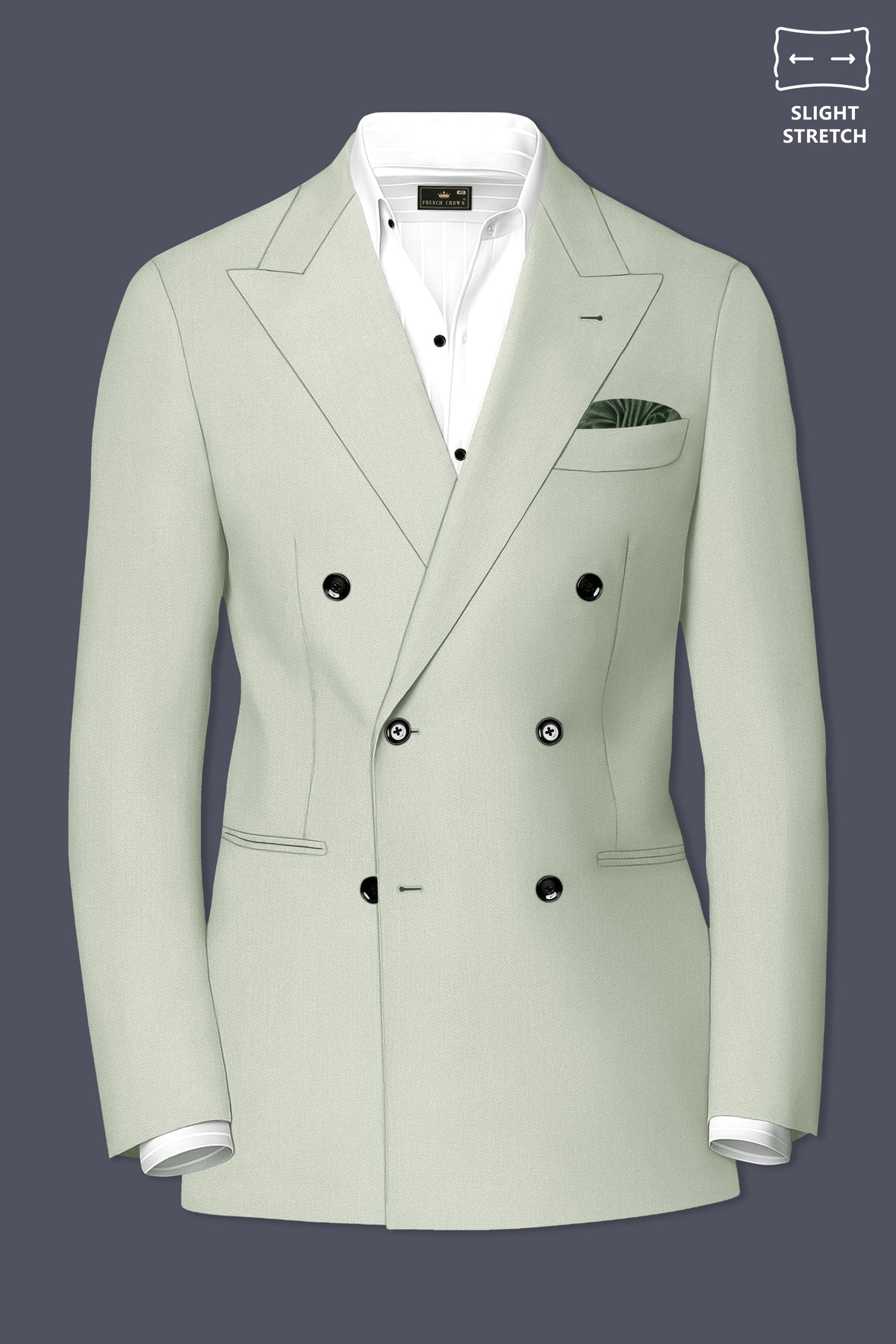 Olivier-Pixie Green Diamond Textured Wool Rich Slight Stretch Double Breasted Suit