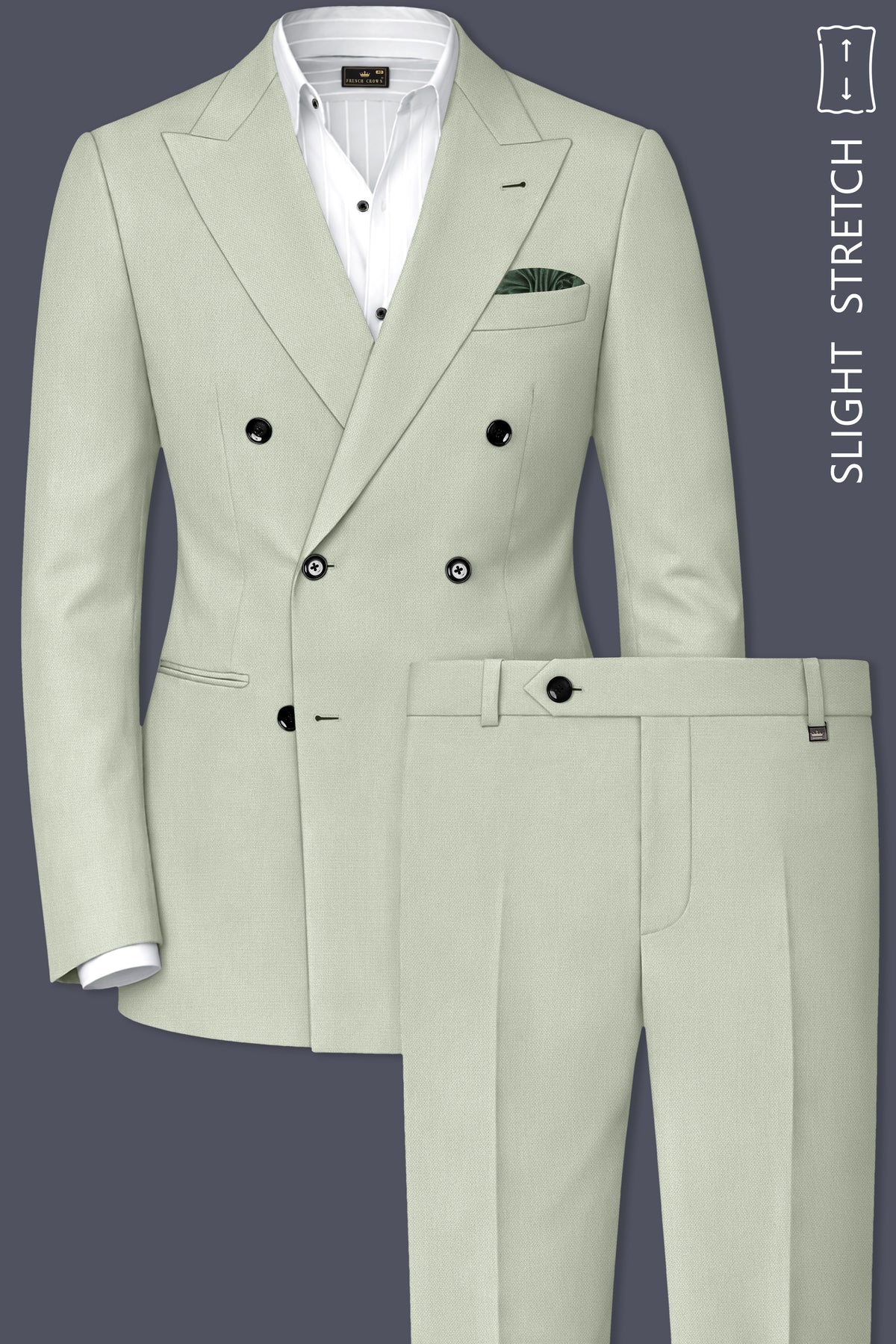 Olivier-Pixie Green Diamond Textured Wool Rich Slight Stretch Double Breasted Suit