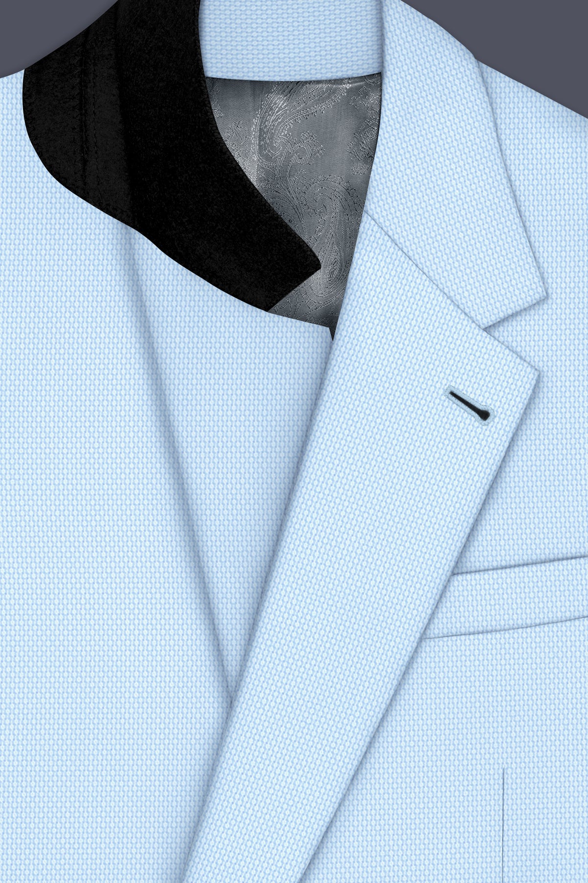 Azure-Hawkes Blue Diamond Textured Wool Rich Slight Stretch Single Breasted Suit