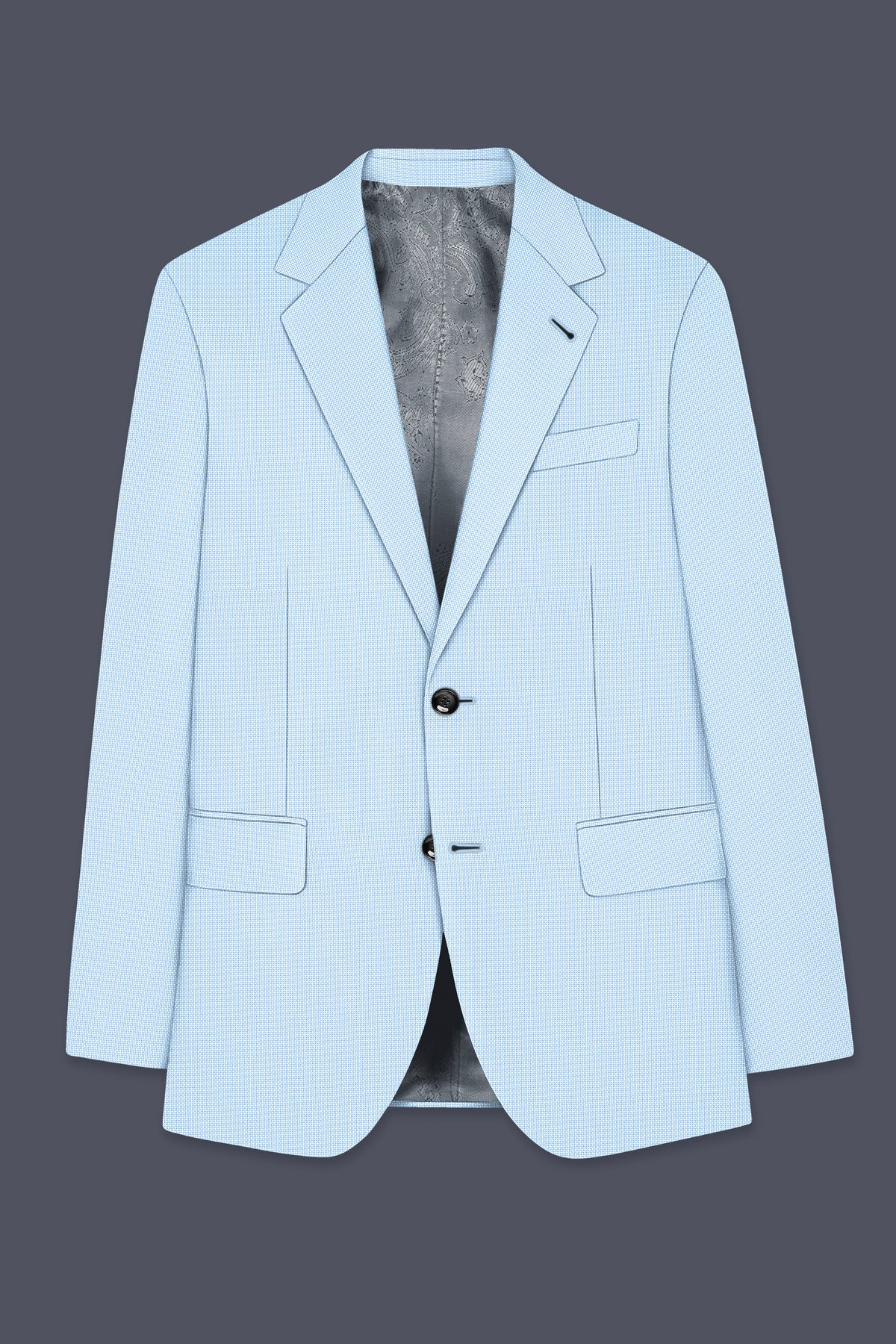 Azure-Hawkes Blue Diamond Textured Wool Rich Slight Stretch Single Breasted Suit