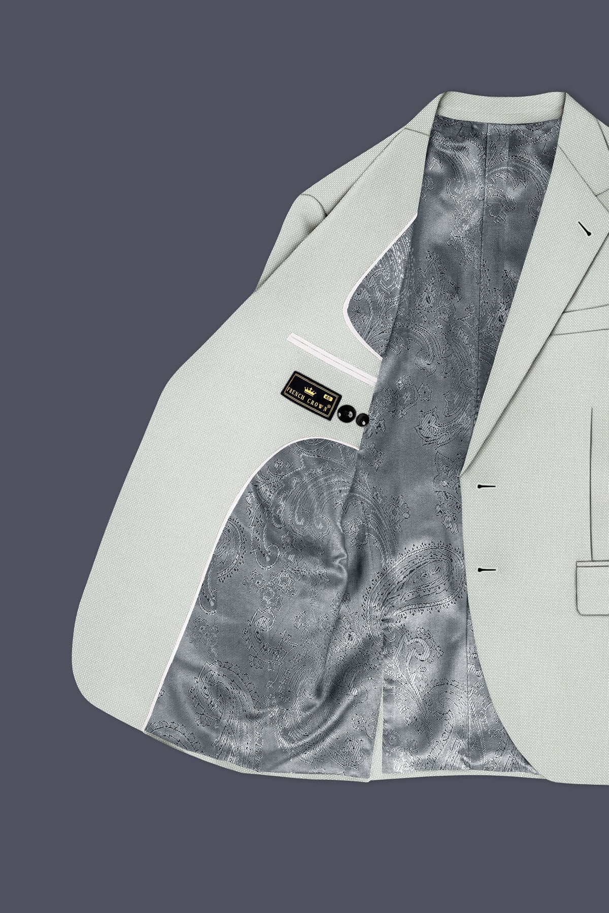 Cavell-Ash Gray Diamond Textured Wool Rich Slight Stretch Single Breasted Suit