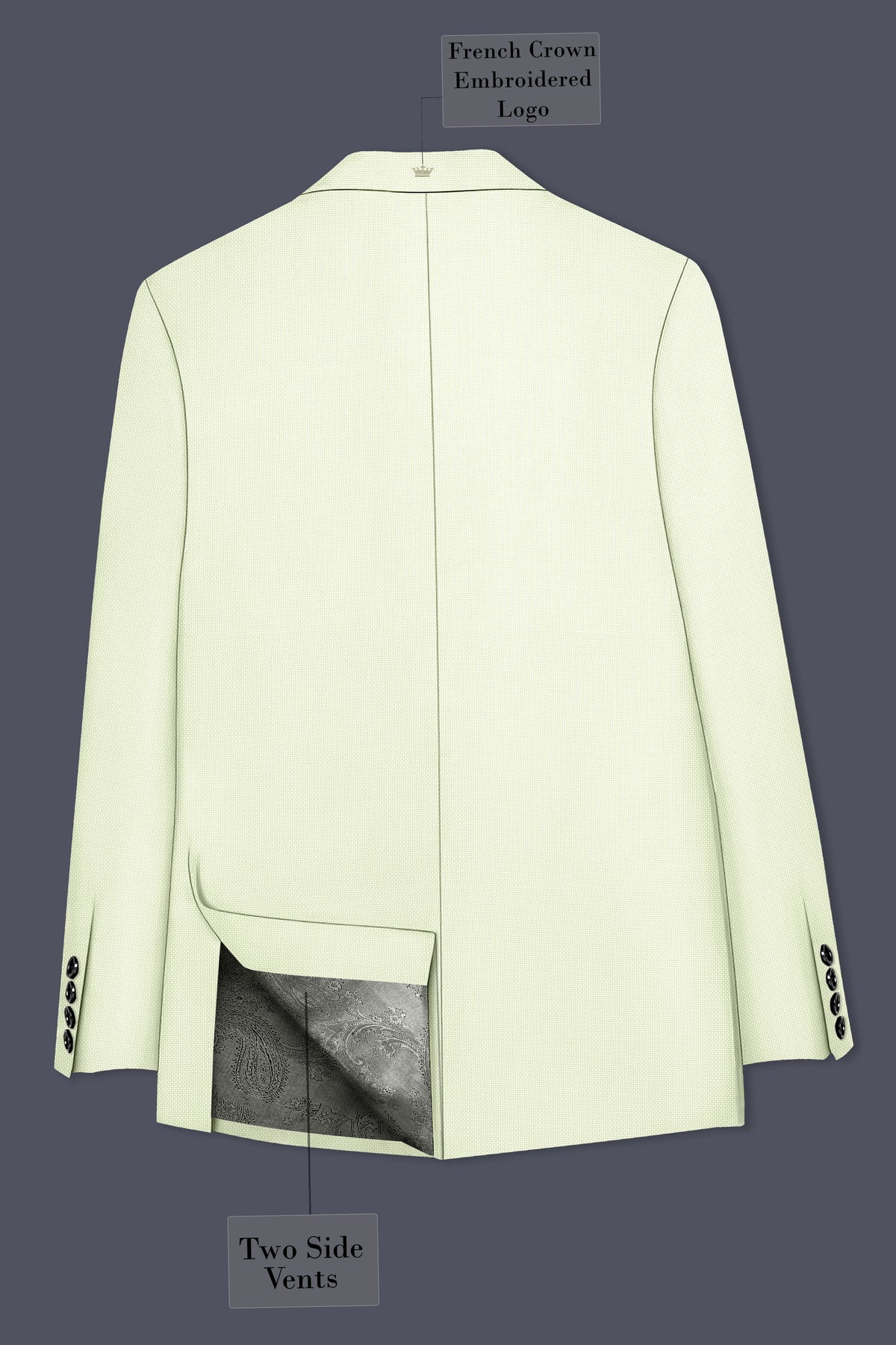 Verdant-Bud Green Diamond Textured Wool Rich Slight Stretch Double Breasted Suit