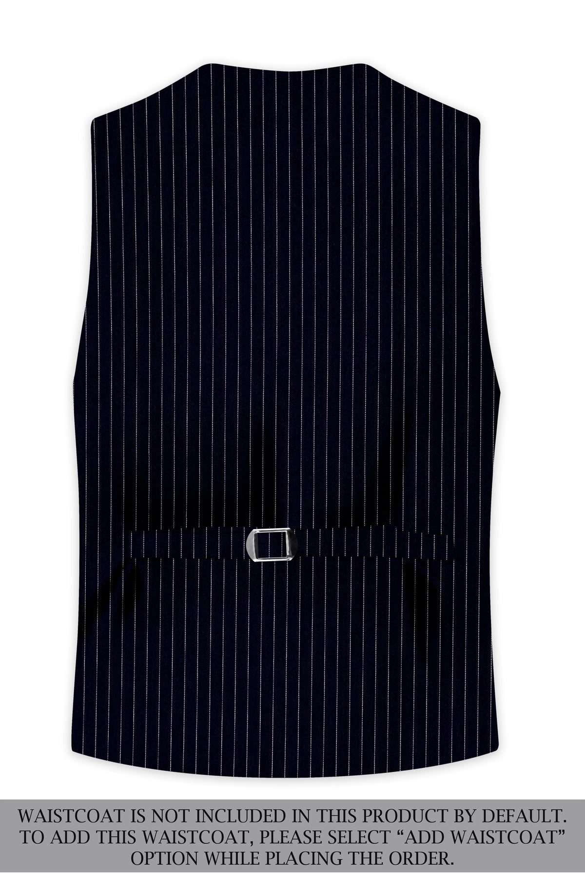 Windsor-Navy Blue Chalk Striped Wool Rich Wrinkle-Free Fluid Drape Fabric Double Breasted Suit