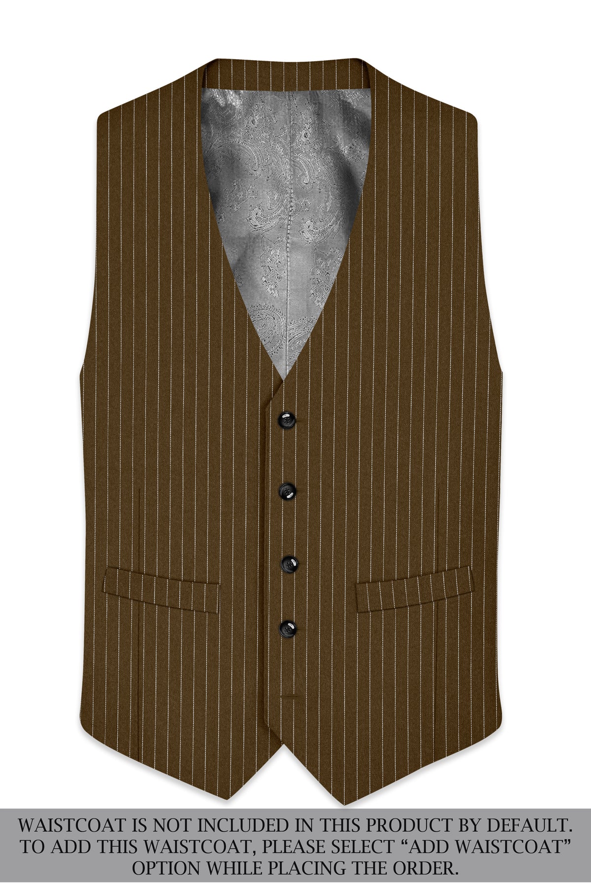 Sable-Antique Brown Chalk Striped Wool Rich Wrinkle-Free Fluid Drape Fabric Double Breasted Suit