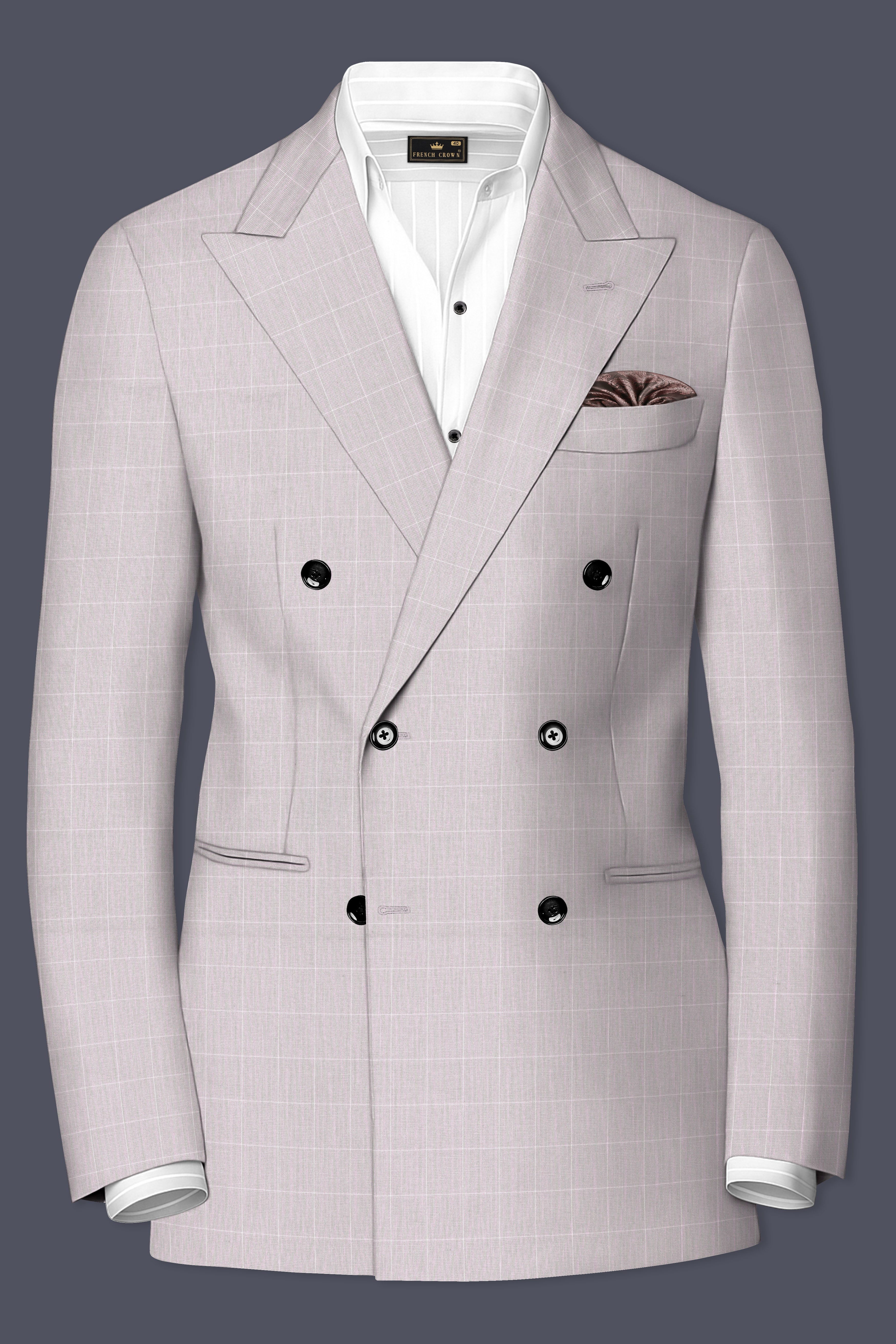Martini Gray Checkered Double Breasted Suit