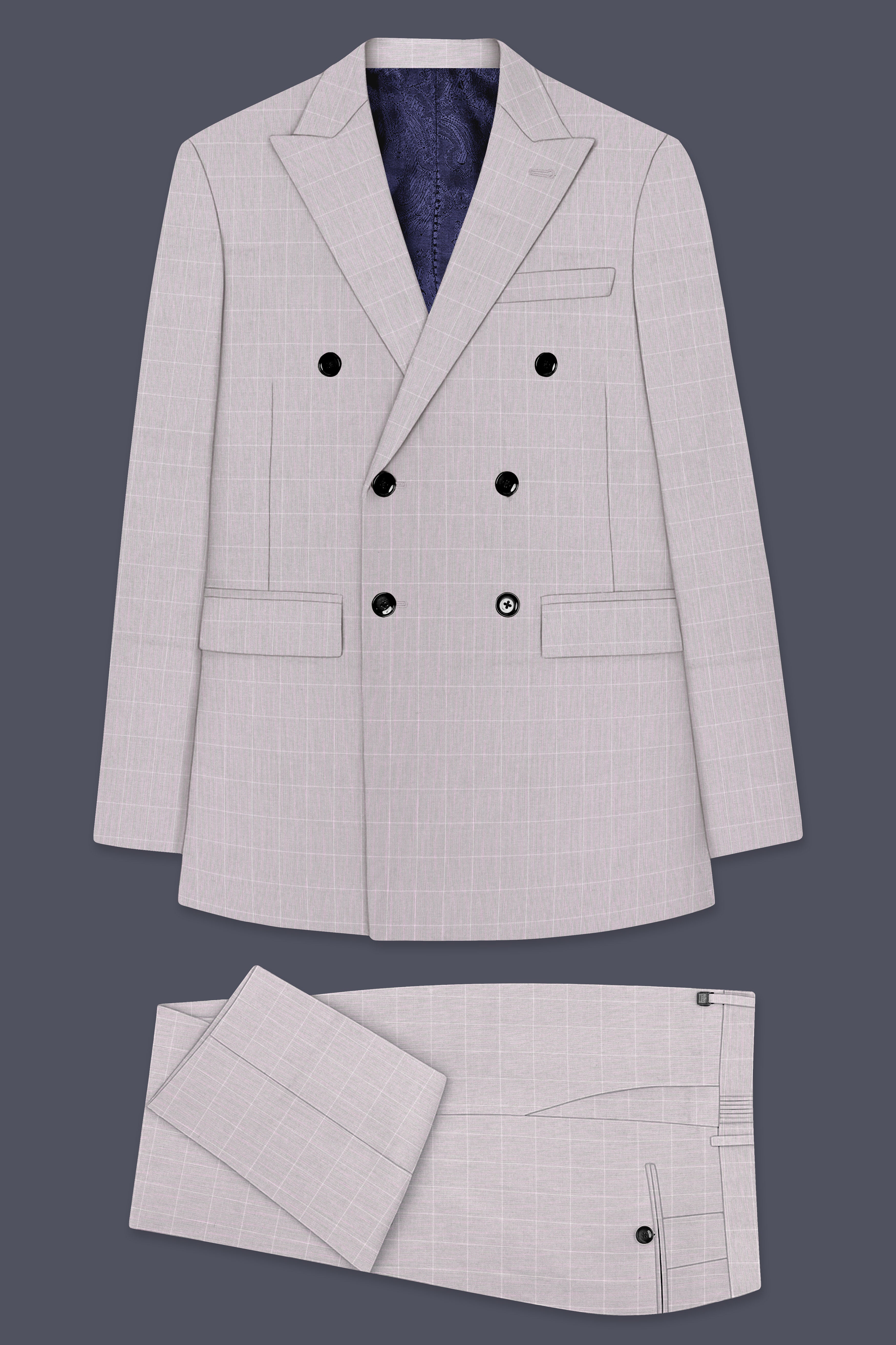 Martini Gray Checkered Double Breasted Suit