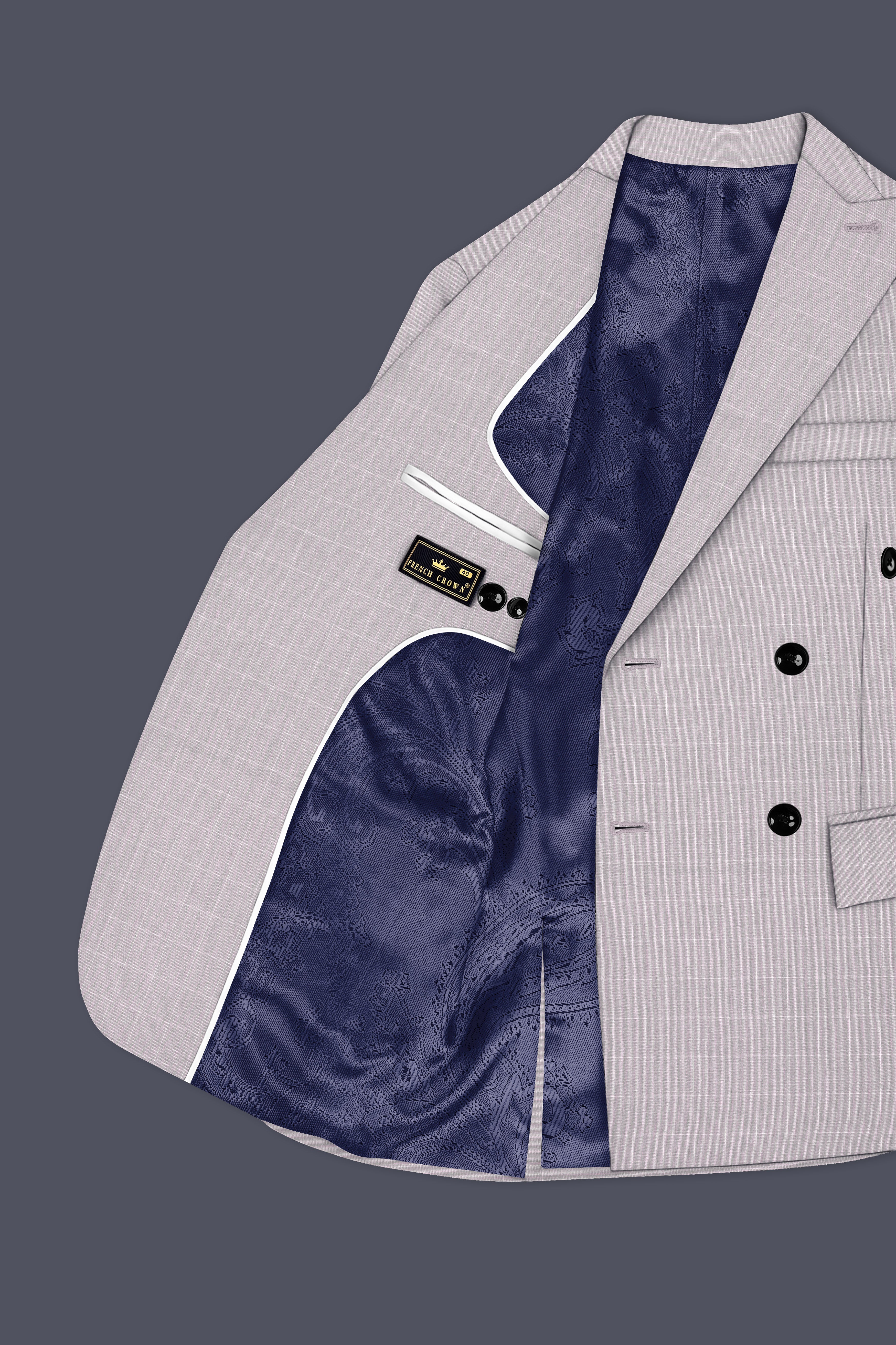 Martini Gray Checkered Double Breasted Suit