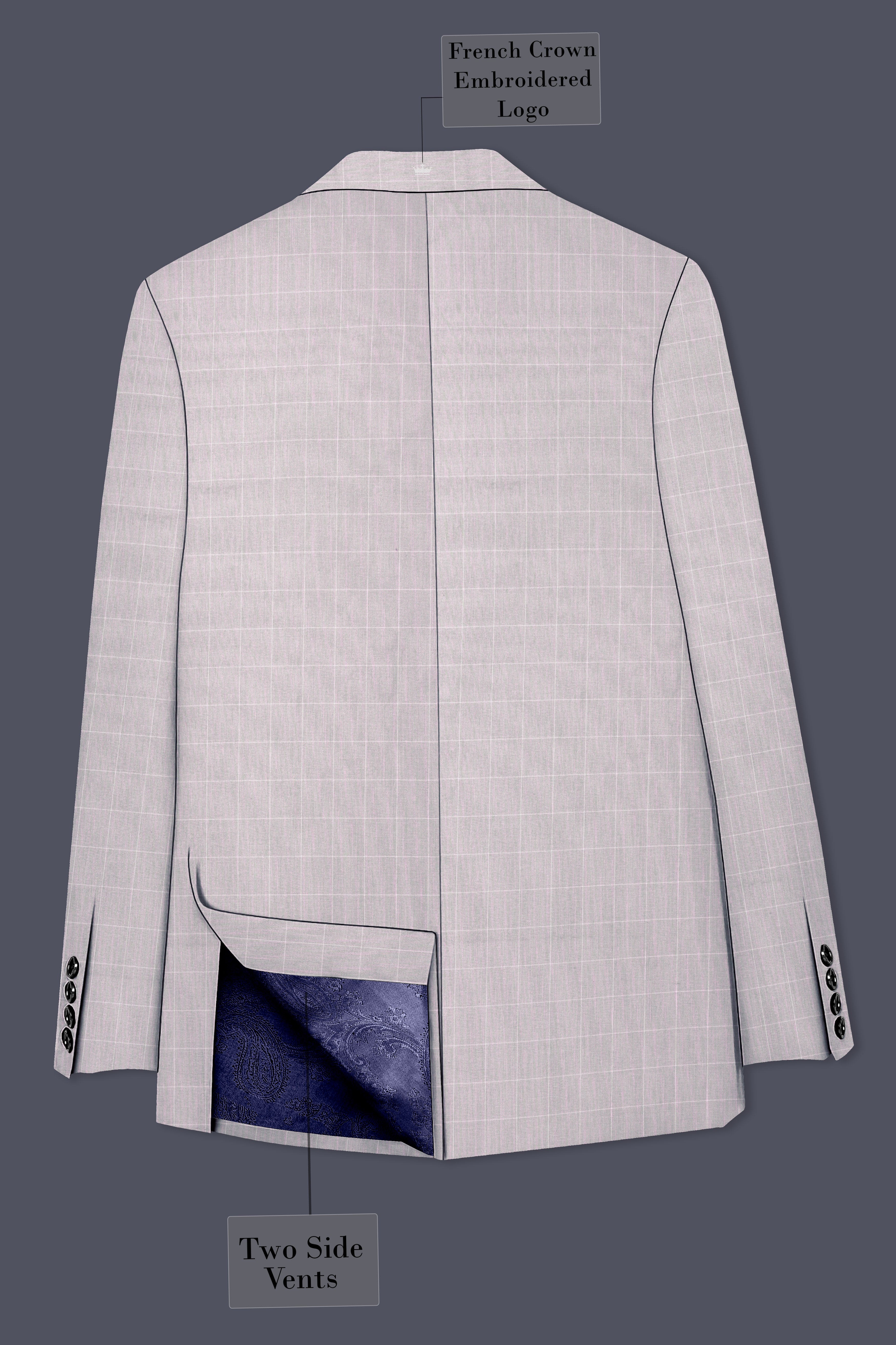 Martini Gray Checkered Double Breasted Suit