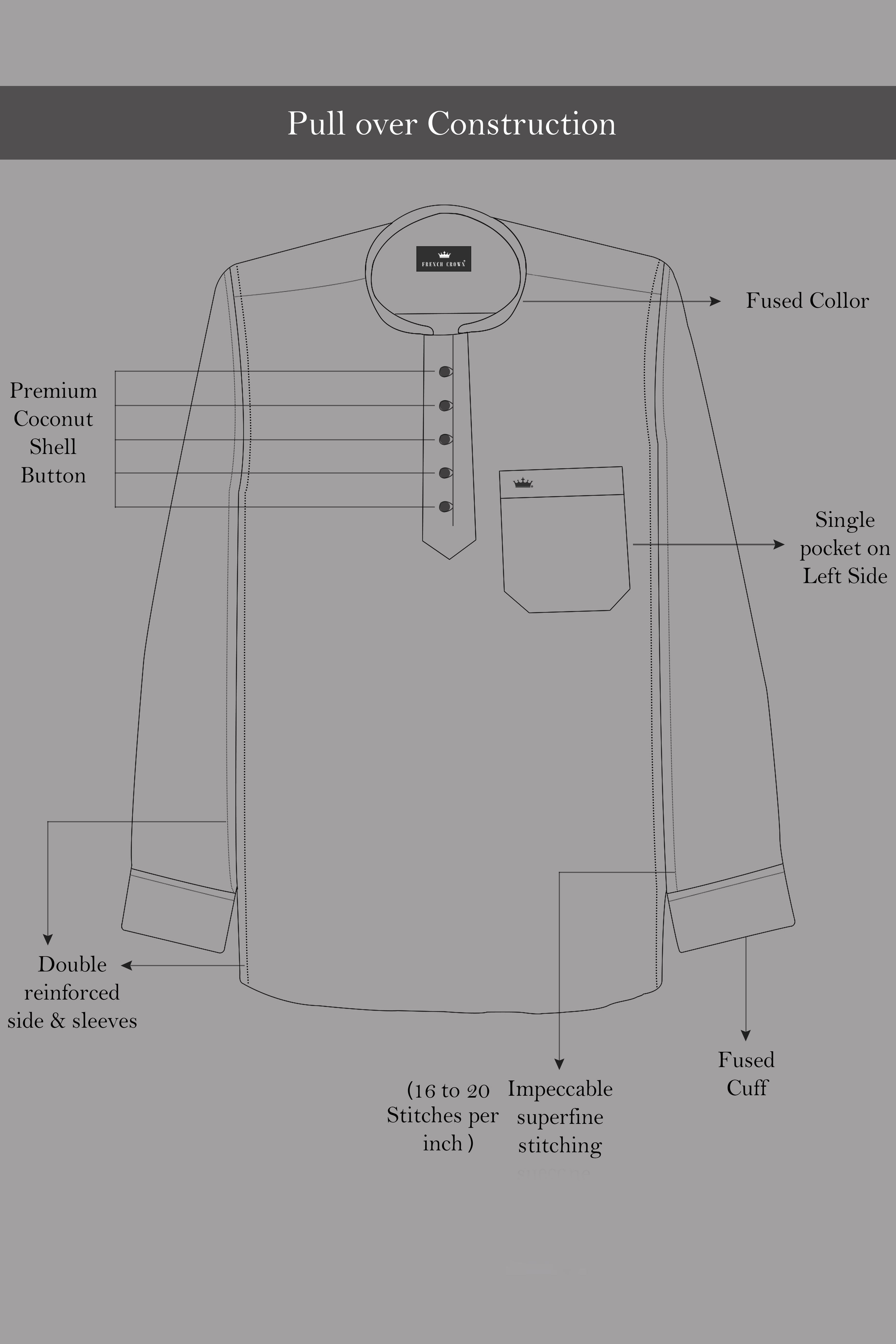 Bright White and Black Premium Cotton Kurta Shirt