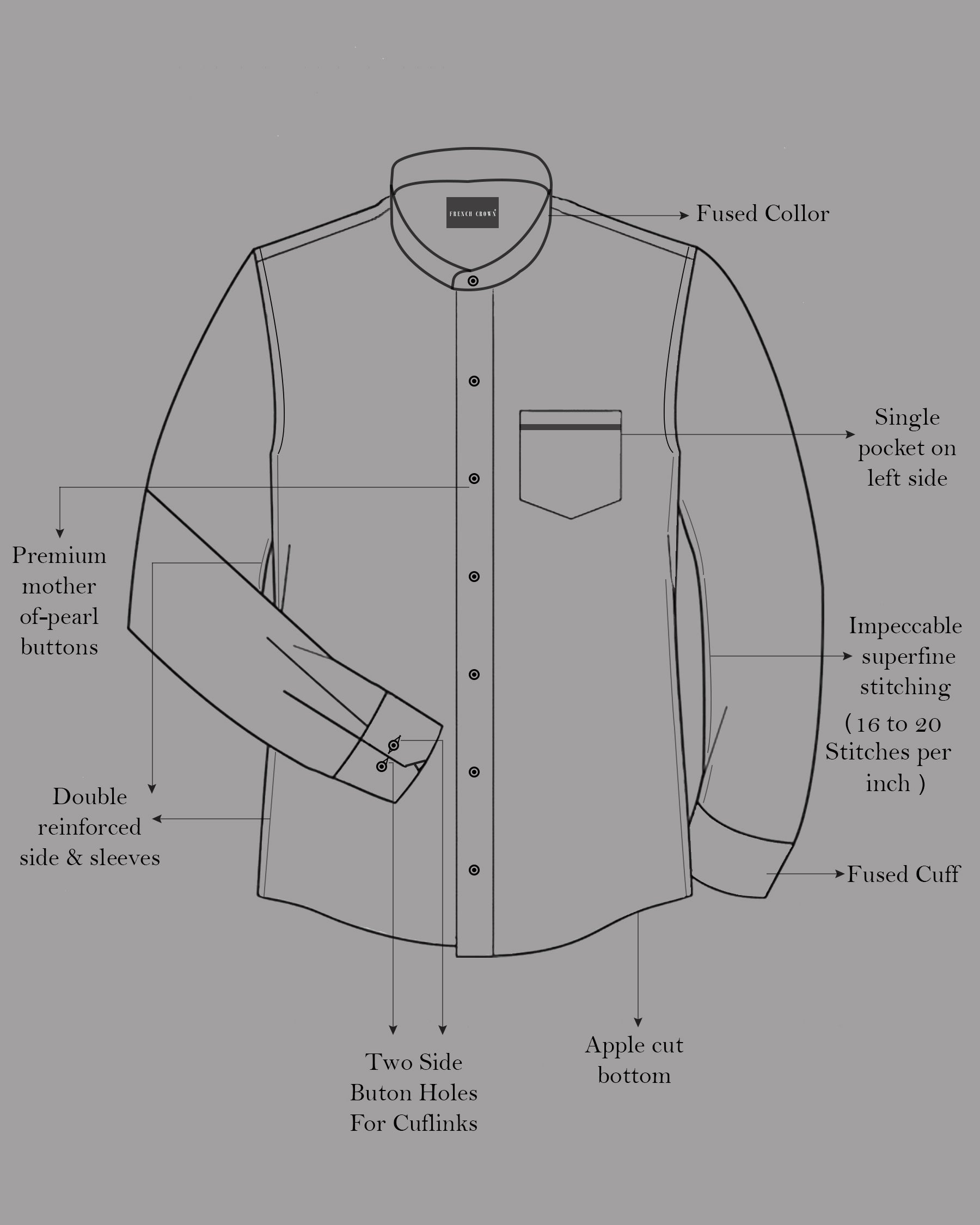 Bluish Subtle Sheen Super Soft Premium Cotton Mandarin Shirt