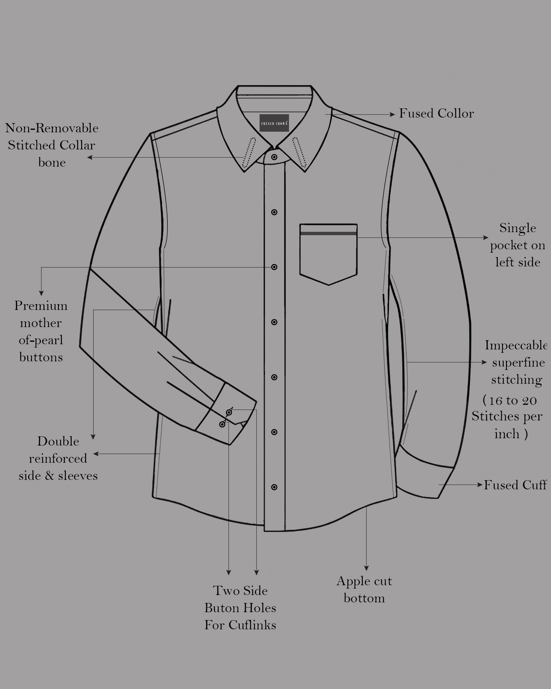 Chalice Gray Subtle Sheen Super Soft Premium Cotton Shirt