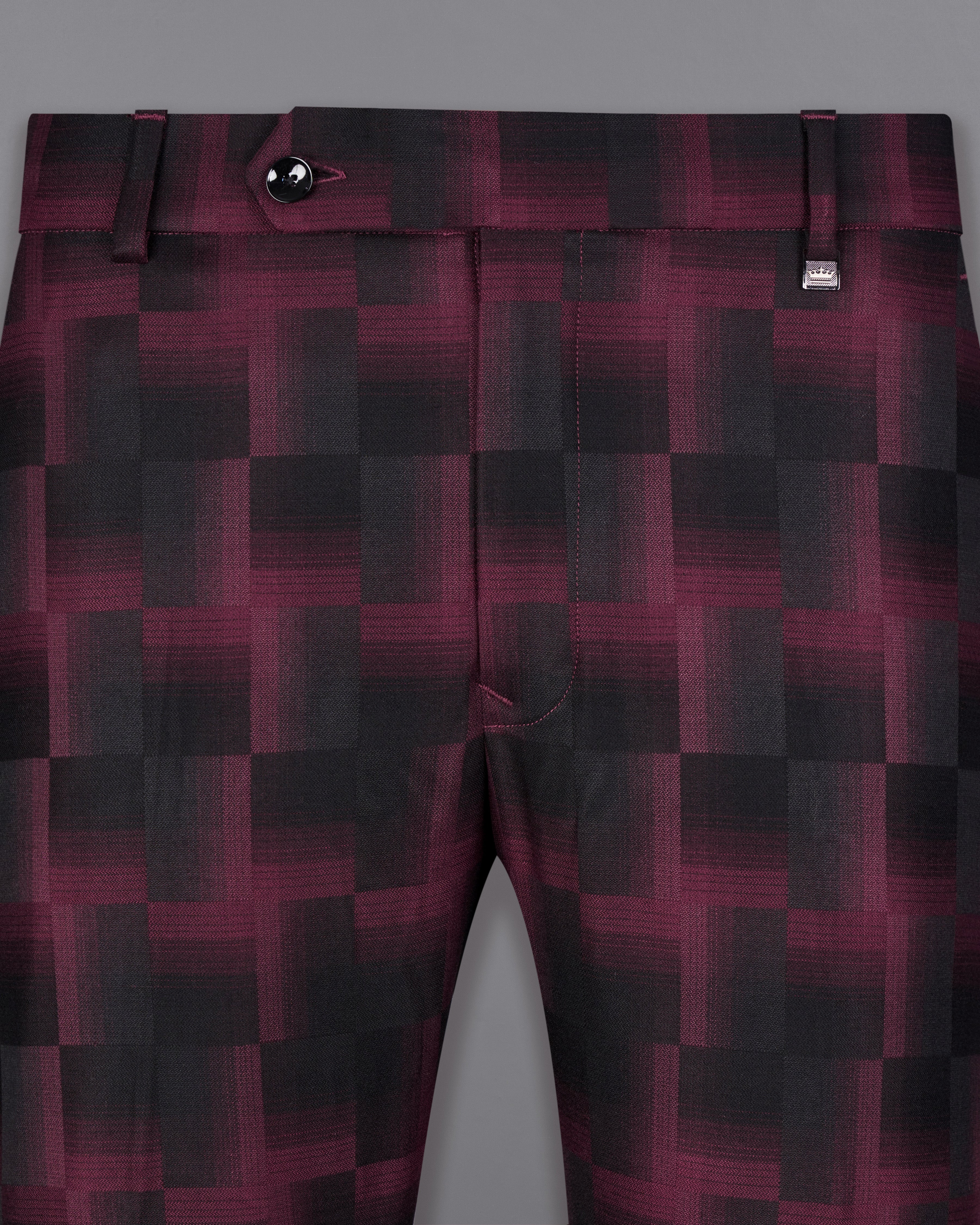 Jade Black with Finn Red Square Textured Trouser T2603-28, T2603-30, T2603-32, T2603-34, T2603-36, T2603-38, T2603-40, T2603-42, T2603-44