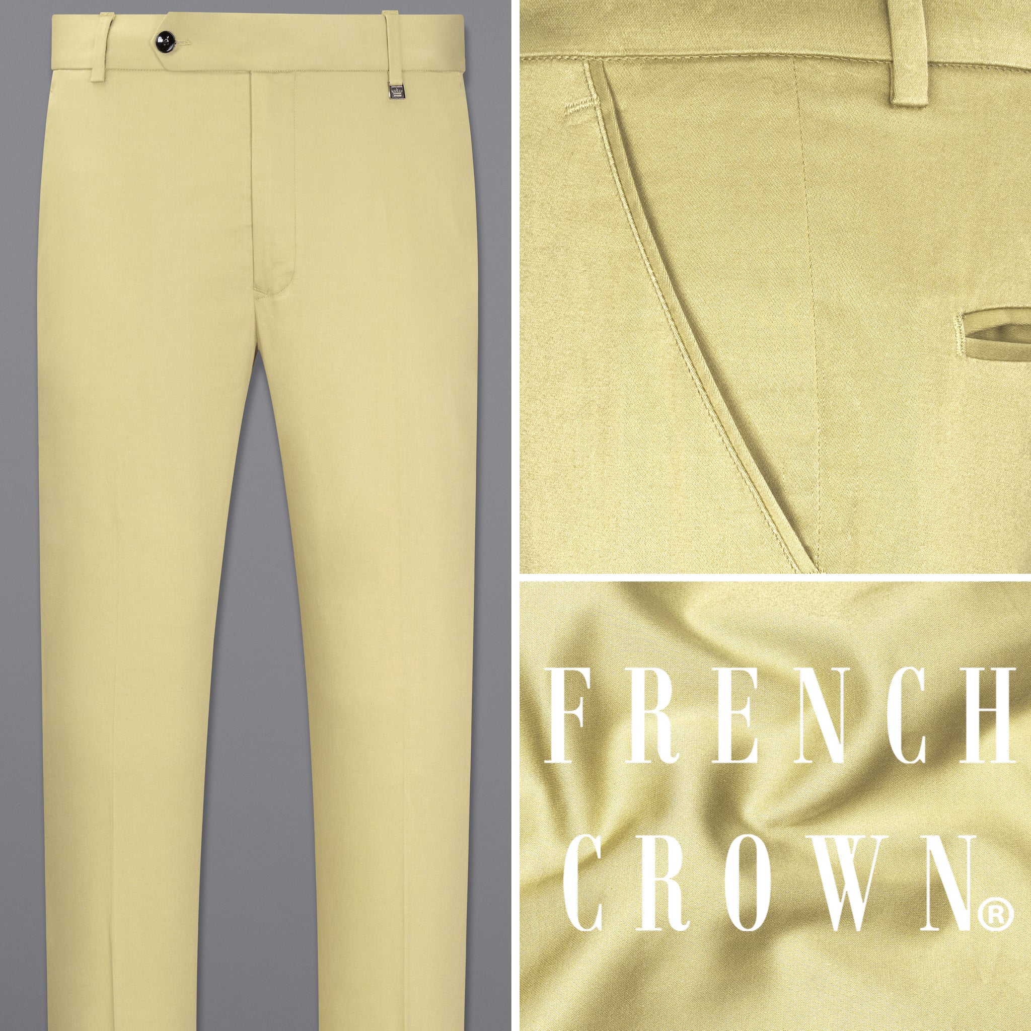 Maize Light Brown Plain-Solid Premium Cotton Pant For Men