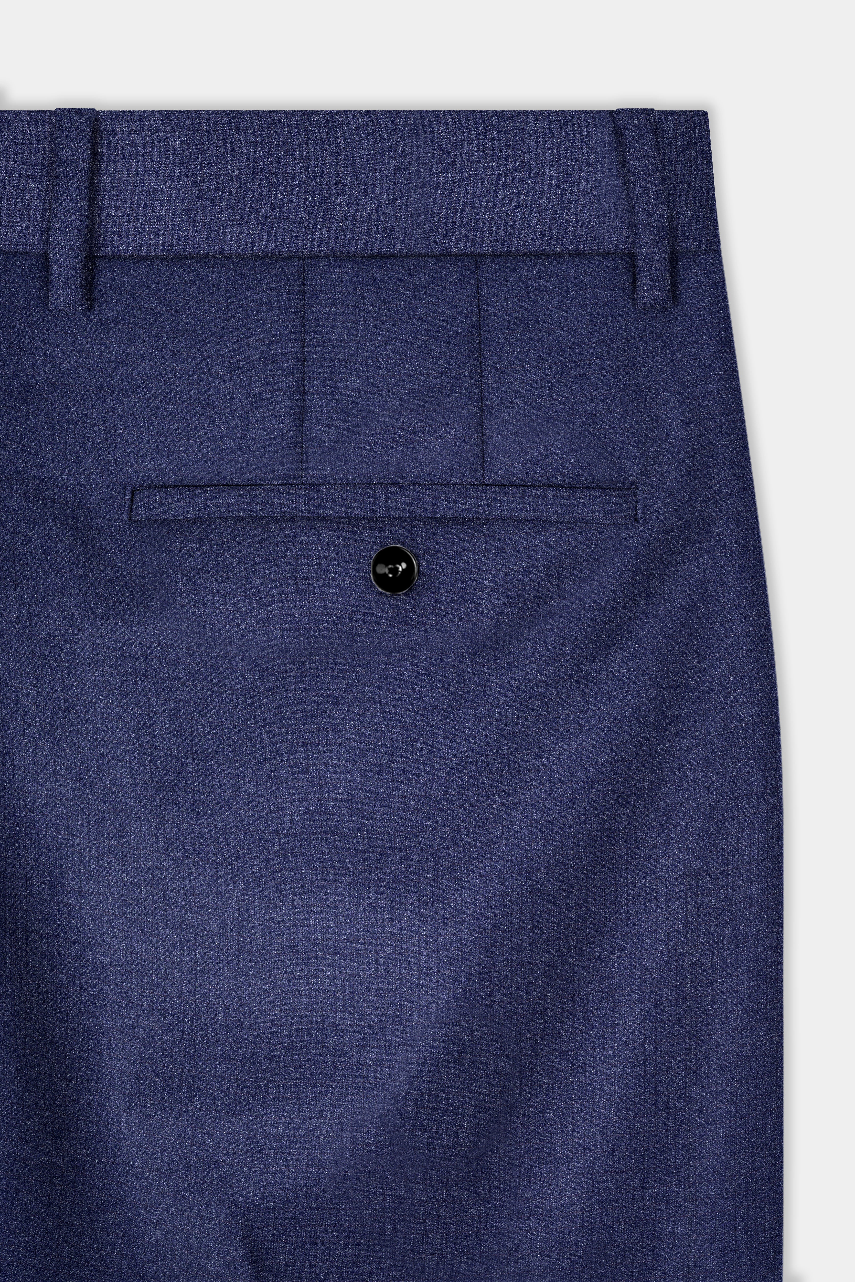 Ebony Clay Blue Textured Wool Blend Pant