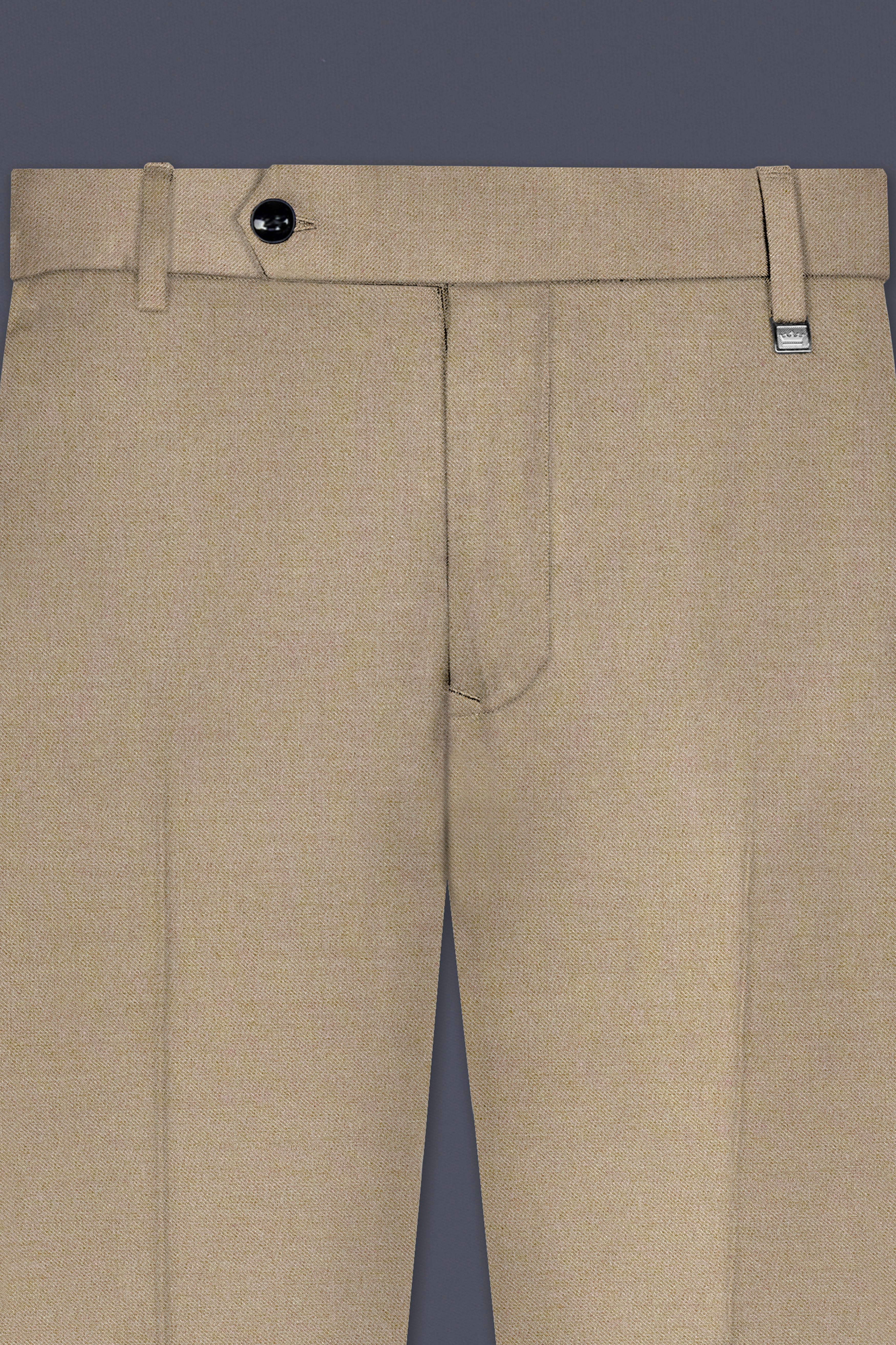 Hillary Cream Solid Wool Blend Stretchable Waistband Pant