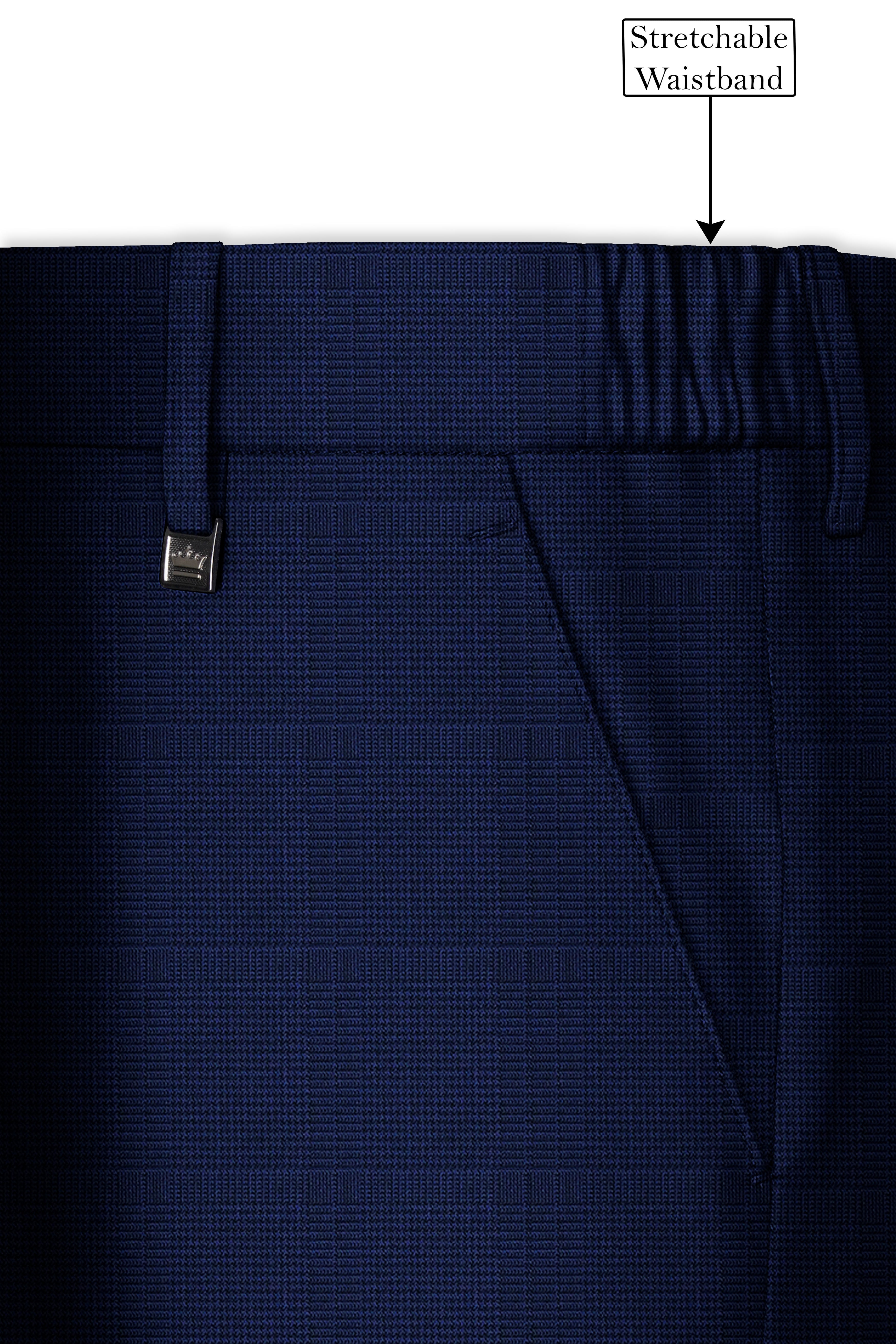 Valhalla Blue subtle plaid Wool Rich Pant