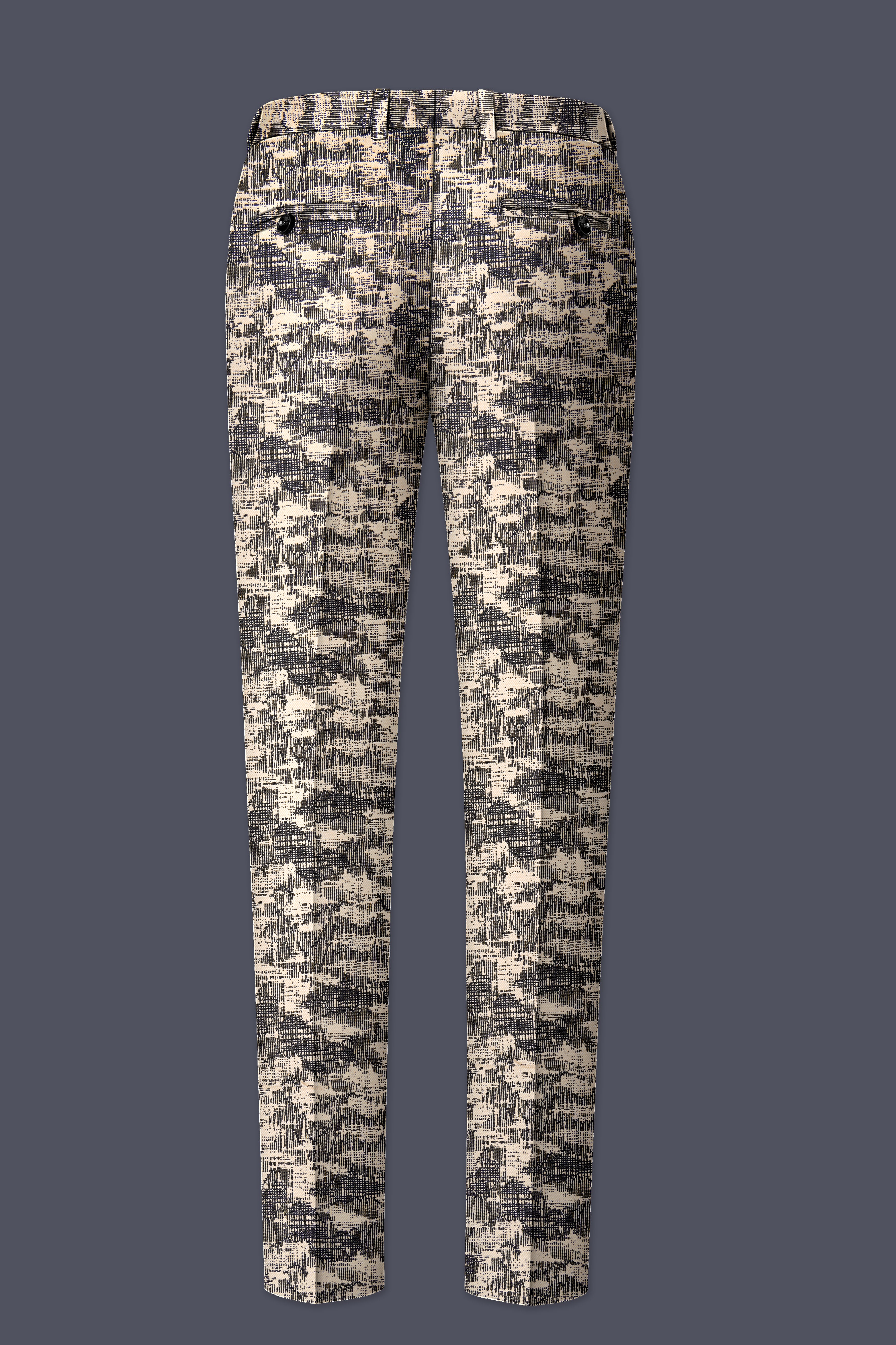 Bastille and Champagne Beige Abstract Printed Stretchable Waistband Pant