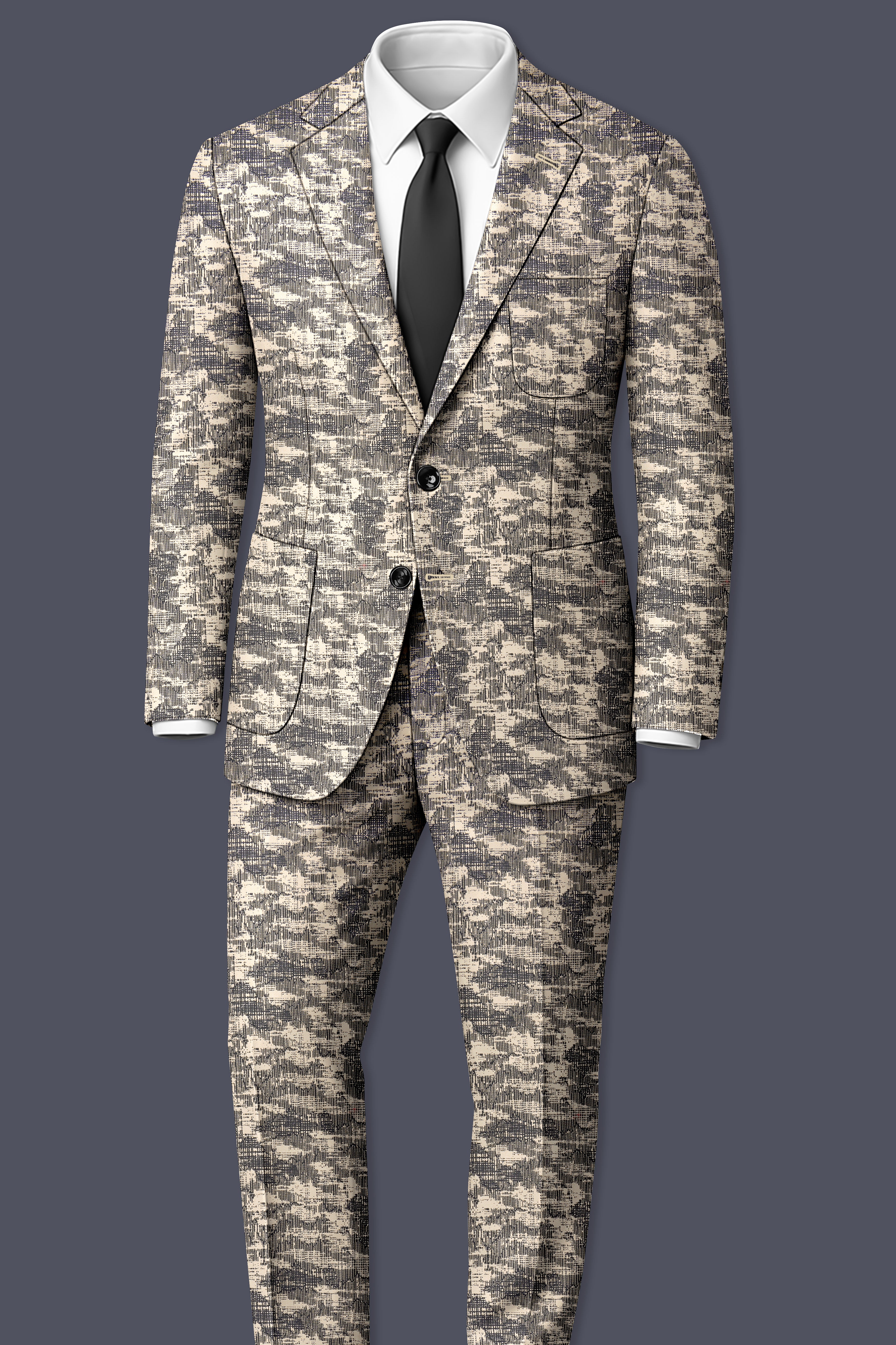 Bastille and Champagne Beige Abstract Printed Stretchable Waistband Pant