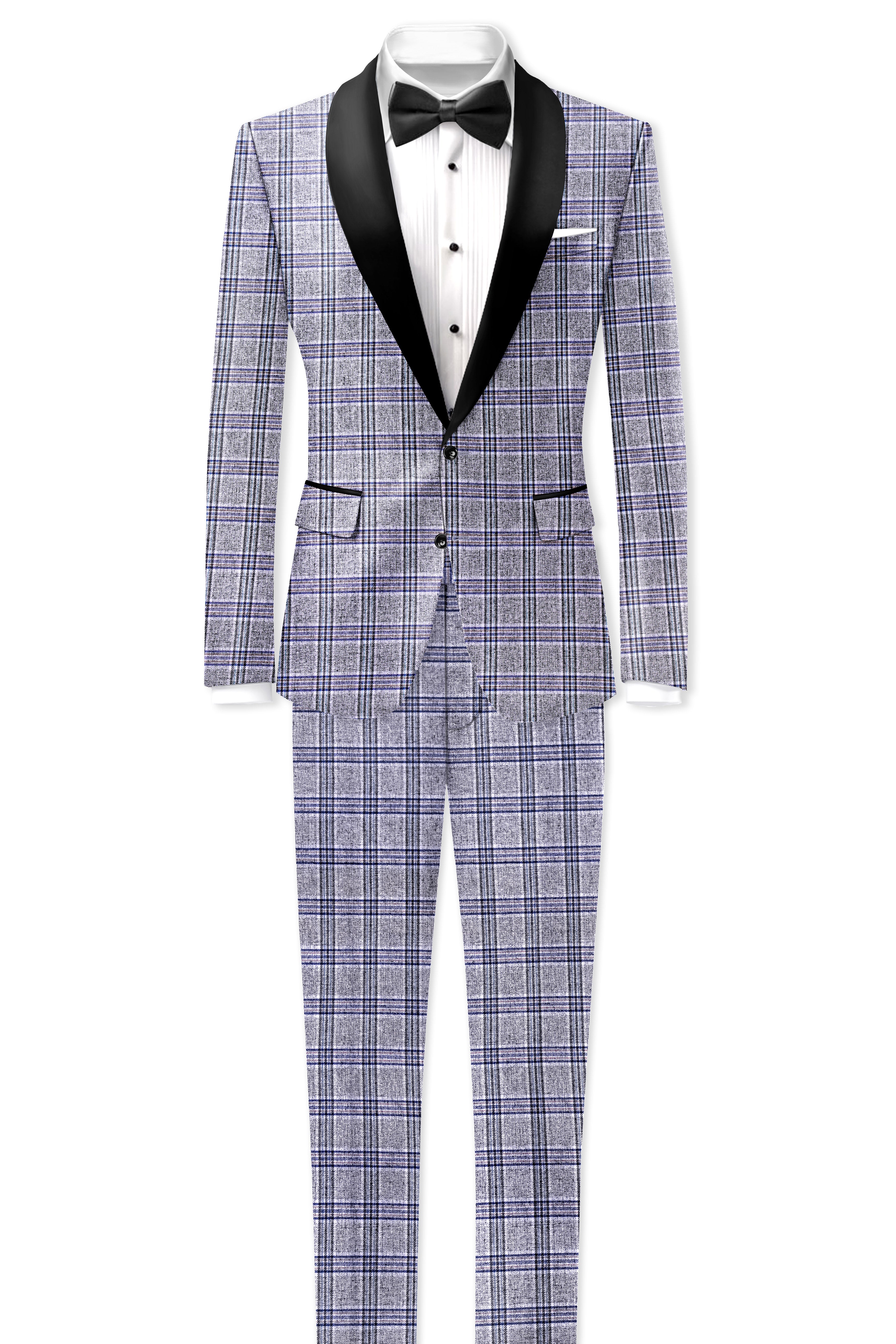 StarDust Gray with Martinique Blue Plaid Pant