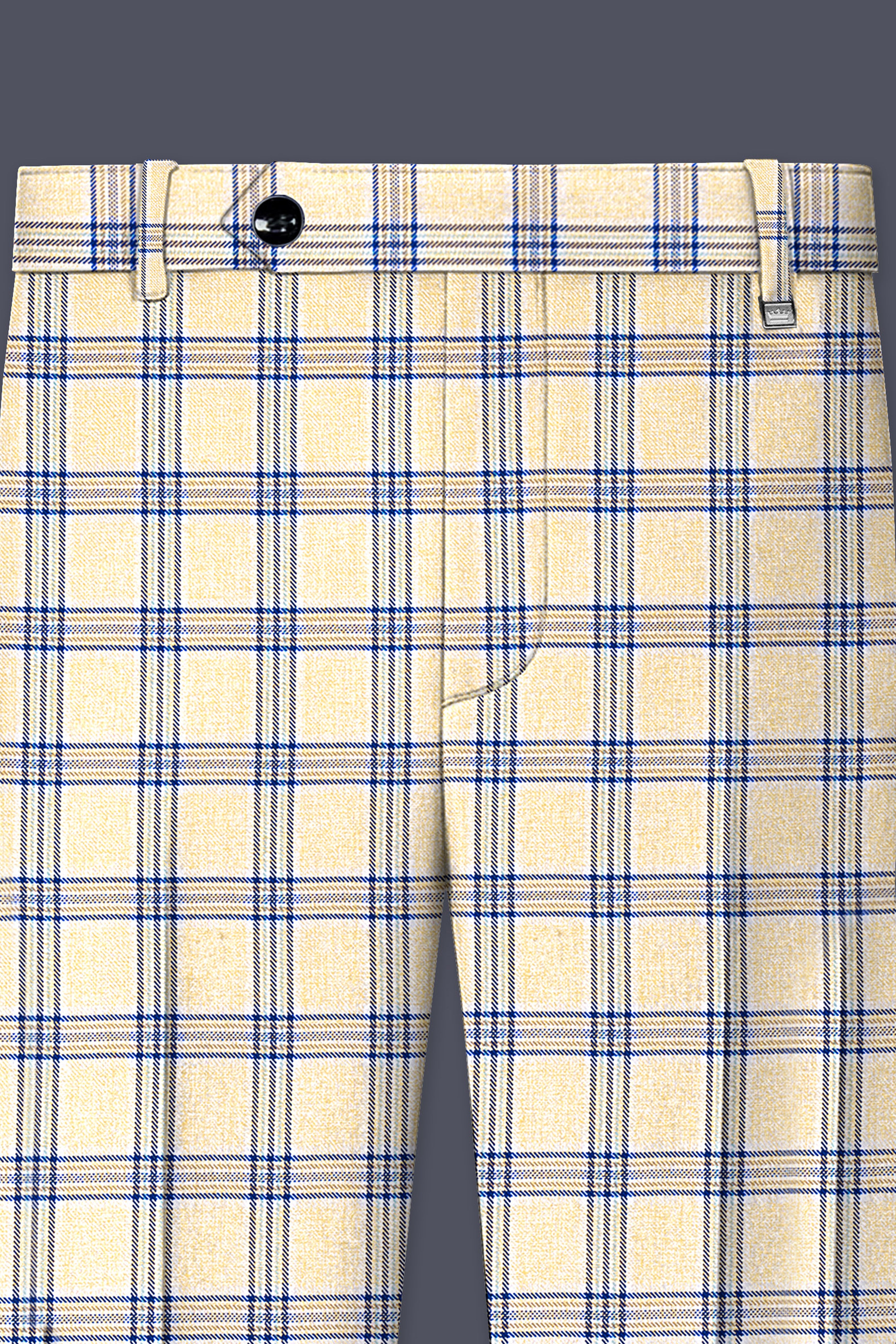 Coriander Light Brown with Rhino Blue Plaid Pant